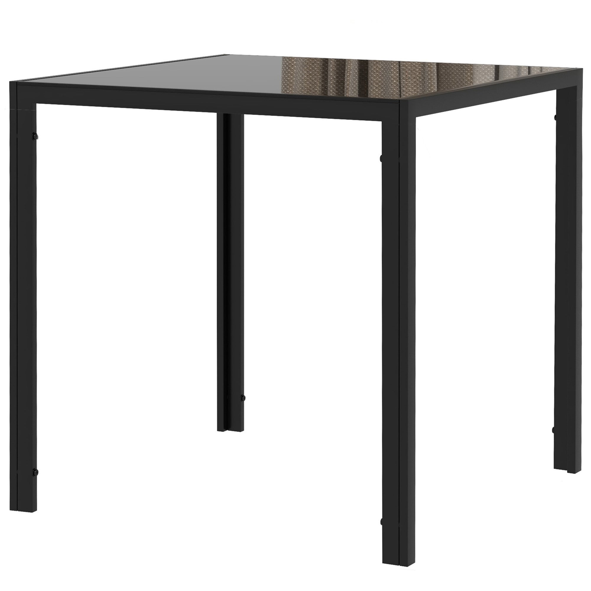 Dining Table 75 x 75 cm, Square Kitchen Table for 4 People, Dining Table with Toughened Glass Top and Metal Legs, Modern Table for Kitchen, Dining Room, and Living Room, Black
