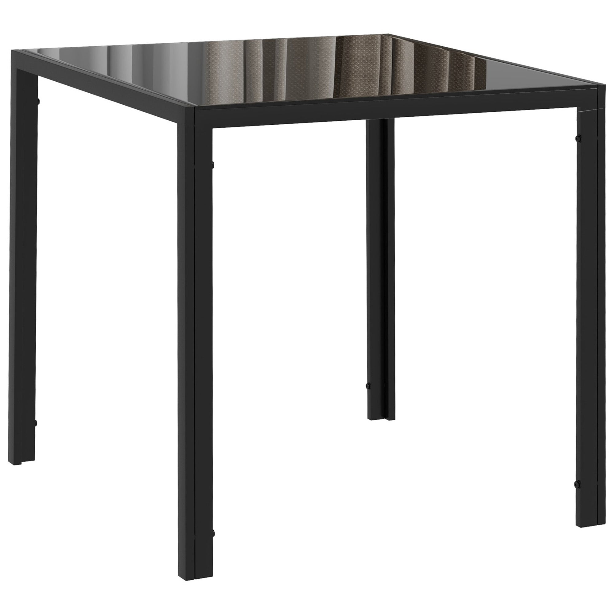 Dining Table 75 x 75 cm, Square Kitchen Table for 4 People, Dining Table with Toughened Glass Top and Metal Legs, Modern Table for Kitchen, Dining Room, and Living Room, Black