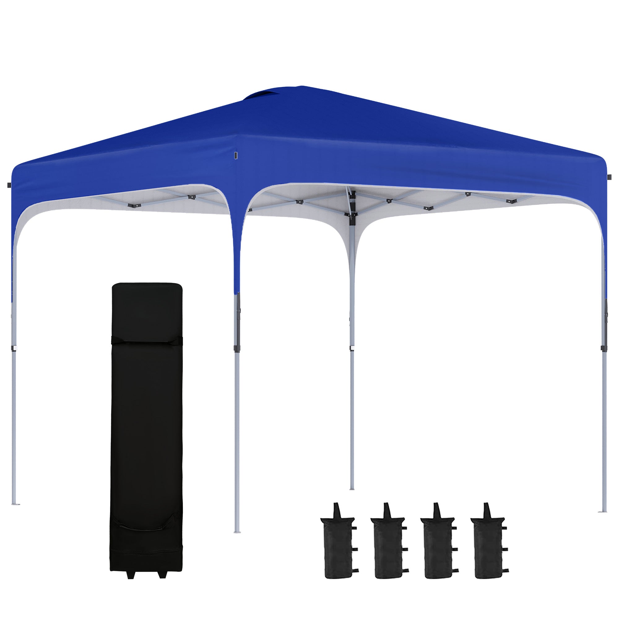 Foldable Pop-Up Gazebo 2.5x2.5x2.68 m Garden Canopy UV 50+ Protection Adjustable Height with 4 Sandbags and Carry Bag for Camping Parties Patio Blue