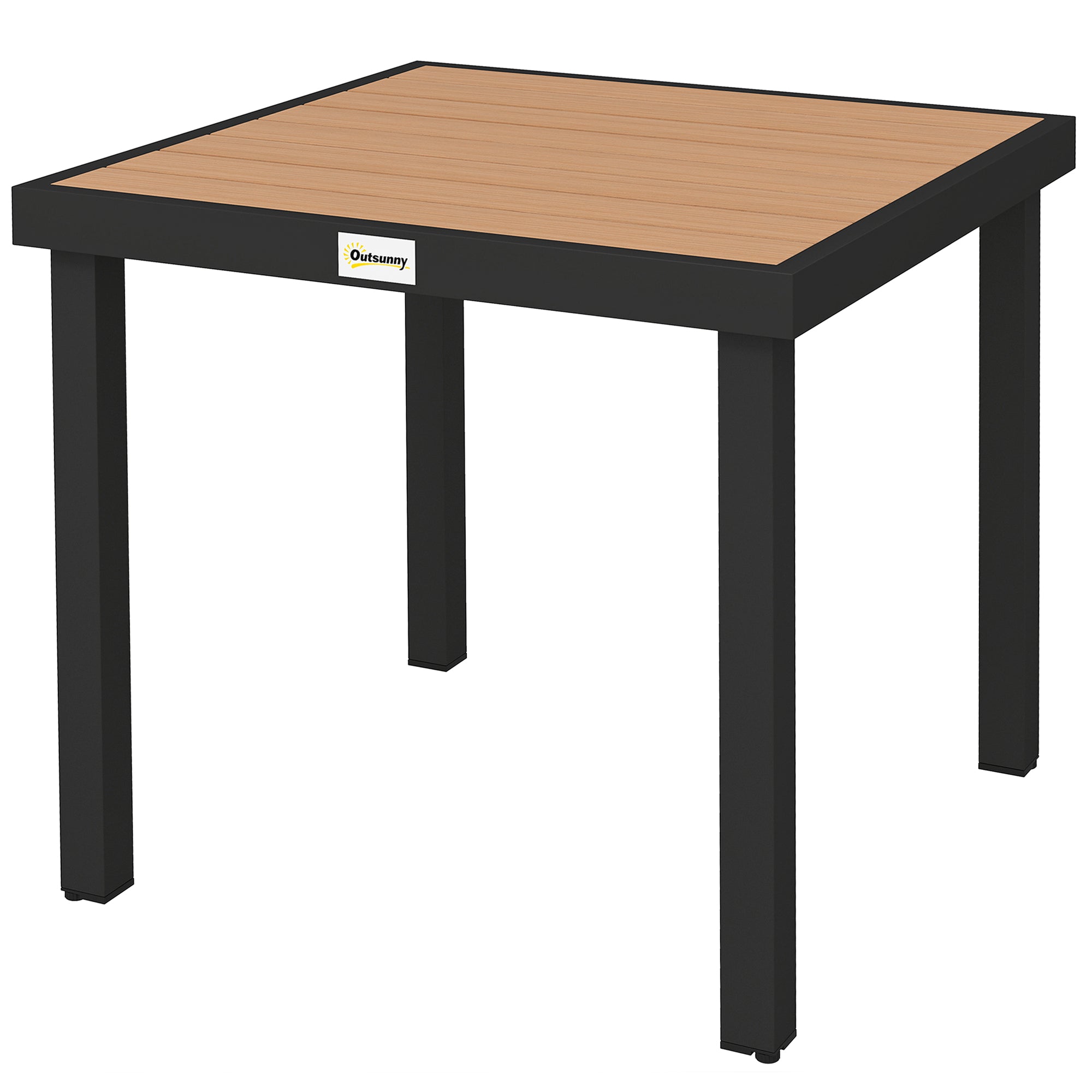 Plastic Garden Table 78 x 78 x 74 cm Weatherproof Aluminum Frame, Buffet Table Camping Table for 4 People Balcony Table Terrace Table Outdoor Dining Table for Garden, Terrace Balcony Black