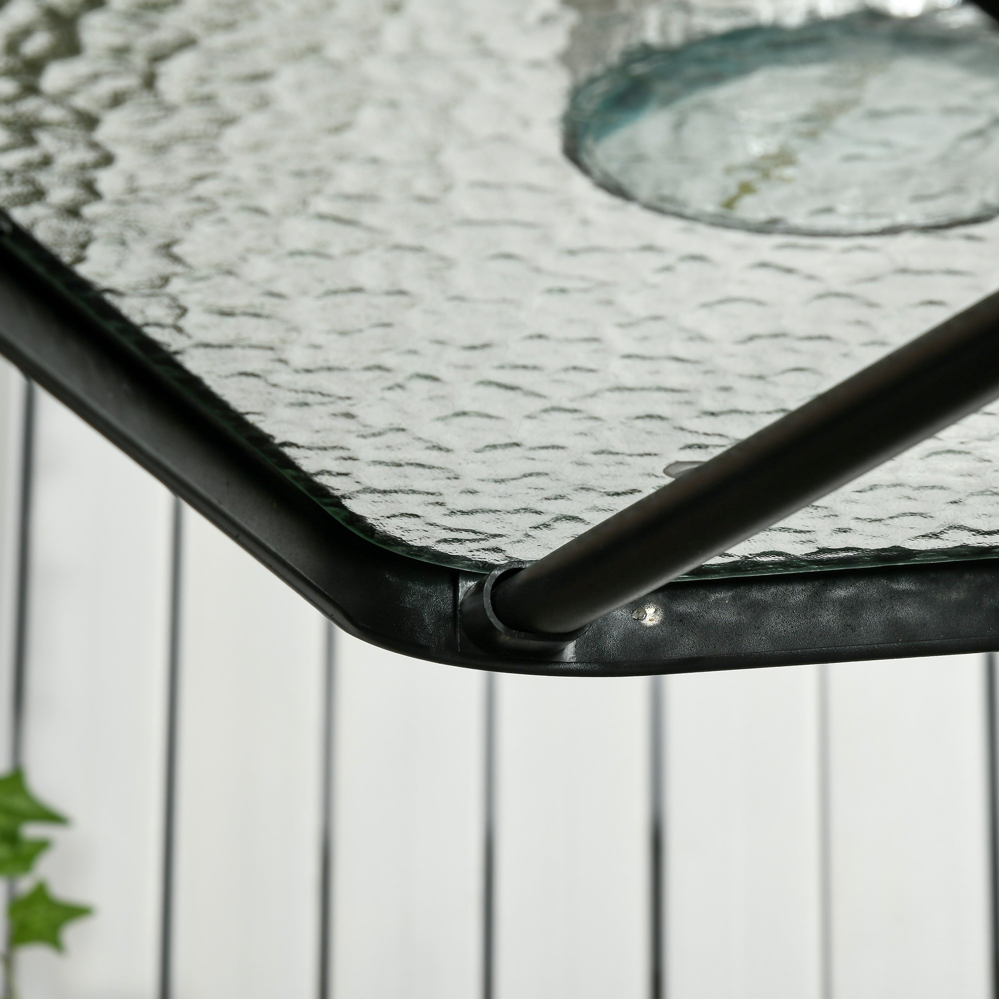 Garden Table Removable Metal 76x76 cm Weatherproof Square Balcony Table with Umbrella Hole, Non-Slip Buffet Camping Table Patio Table for Outdoor Garden, Patio Balcony Black