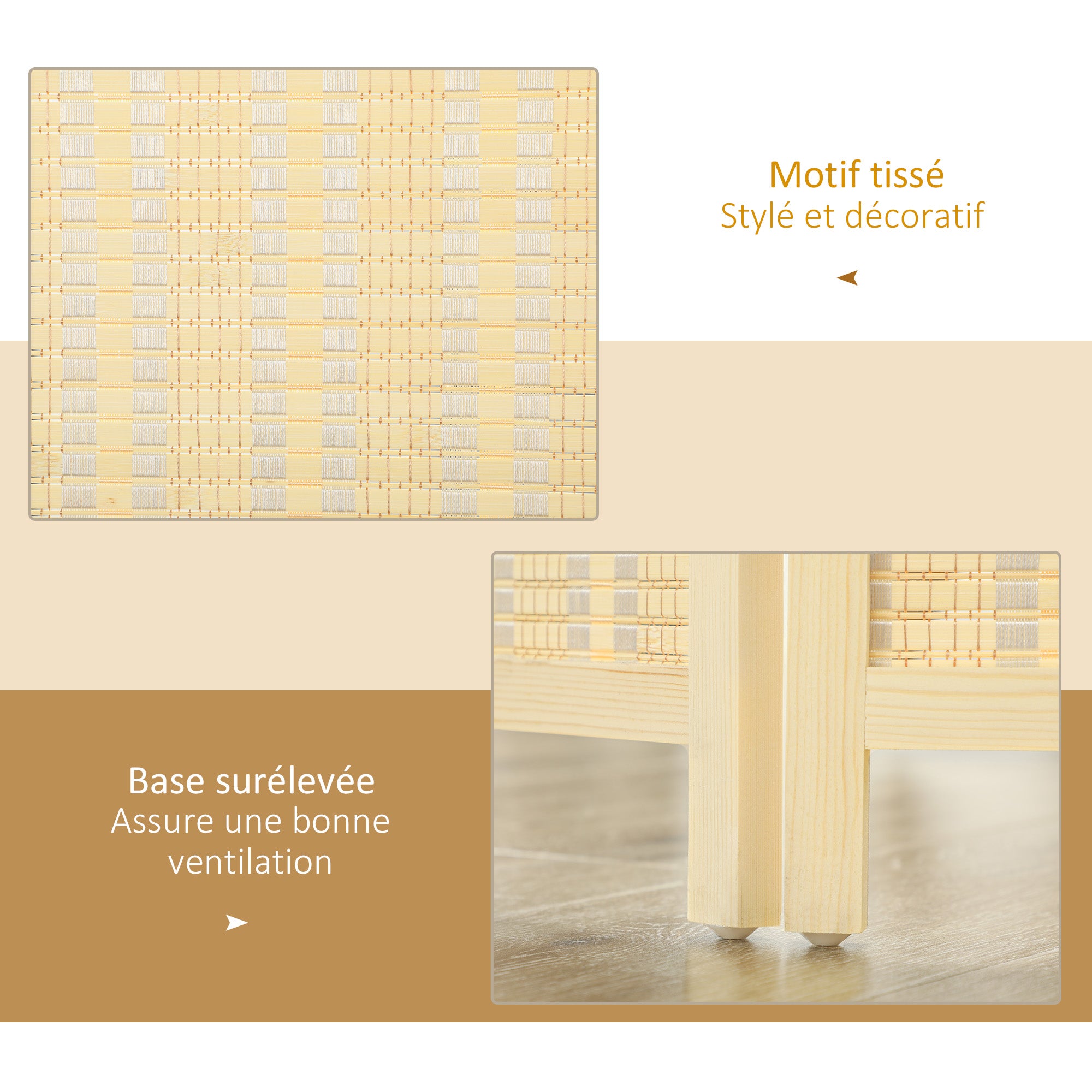 Indoor Wooden 3-Panel Room Divider 135 x 180 cm Foldable Partition Separator for Living Room Bedroom Home, Natural Wood