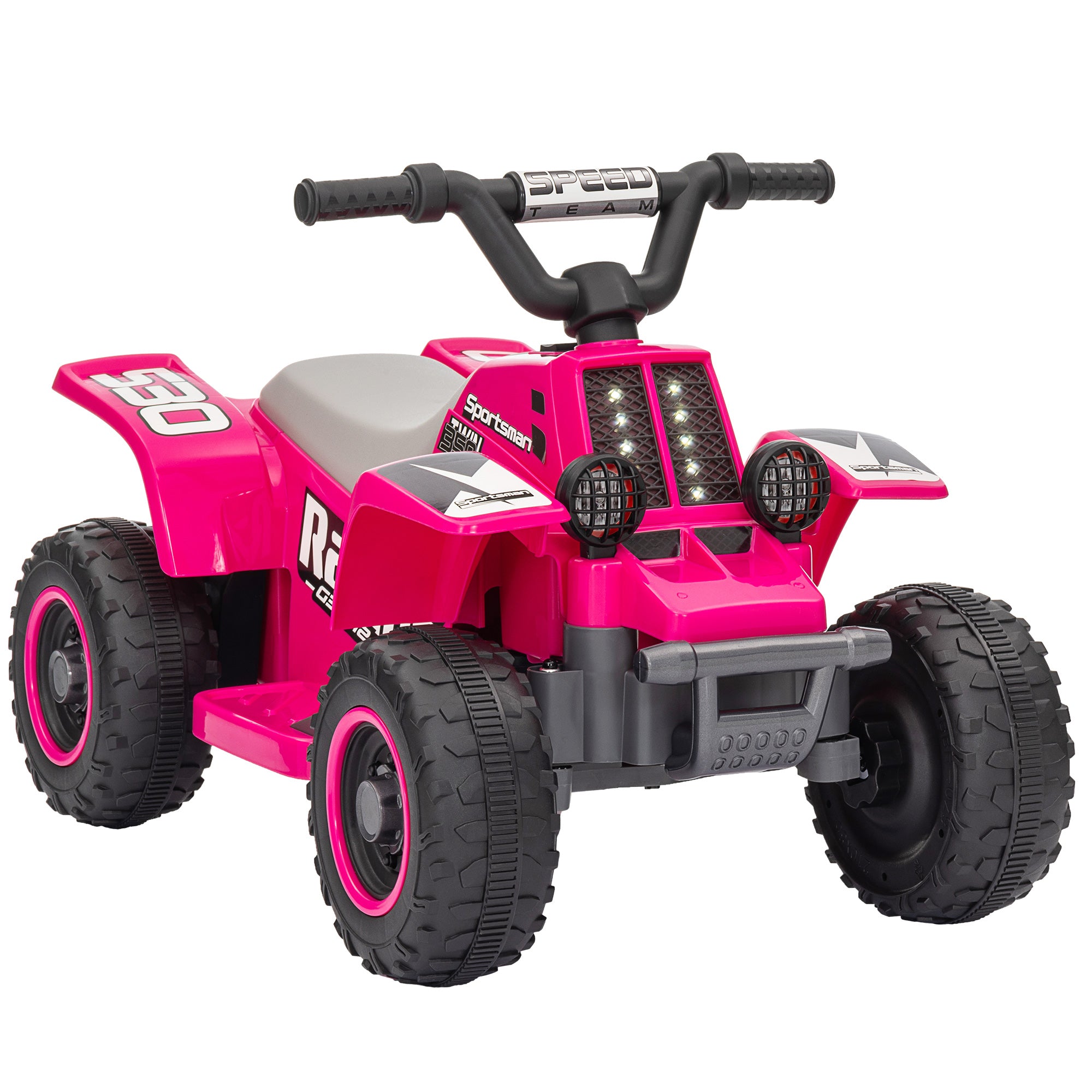 Kids Electric Quad Ride-On with Forward and Reverse Function, LED Lights, and Horn Electric Toy for 1.5-3 Year Olds Children 3 km/h Metal Pink
