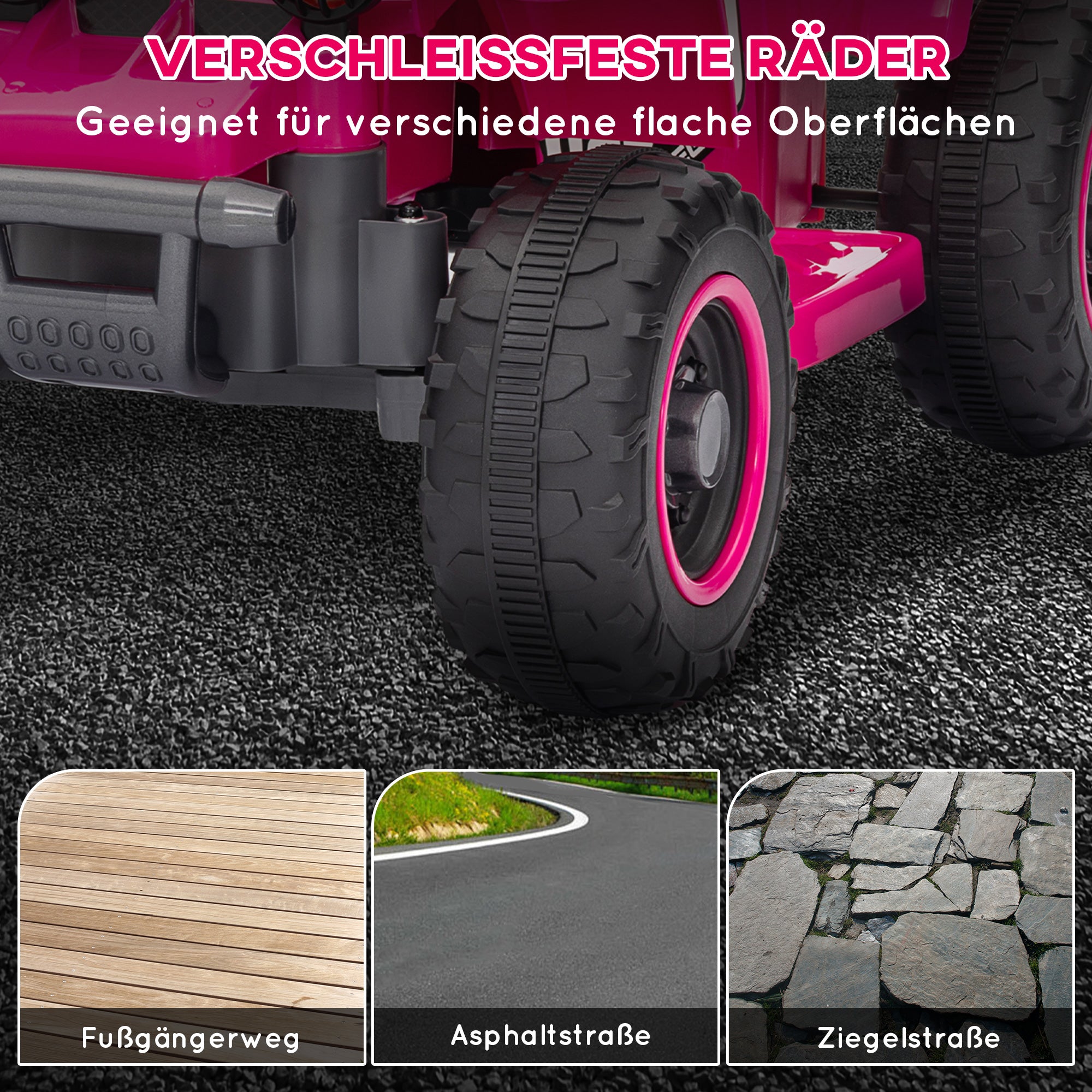 Kids Electric Quad Ride-On with Forward and Reverse Function, LED Lights, and Horn Electric Toy for 1.5-3 Year Olds Children 3 km/h Metal Pink