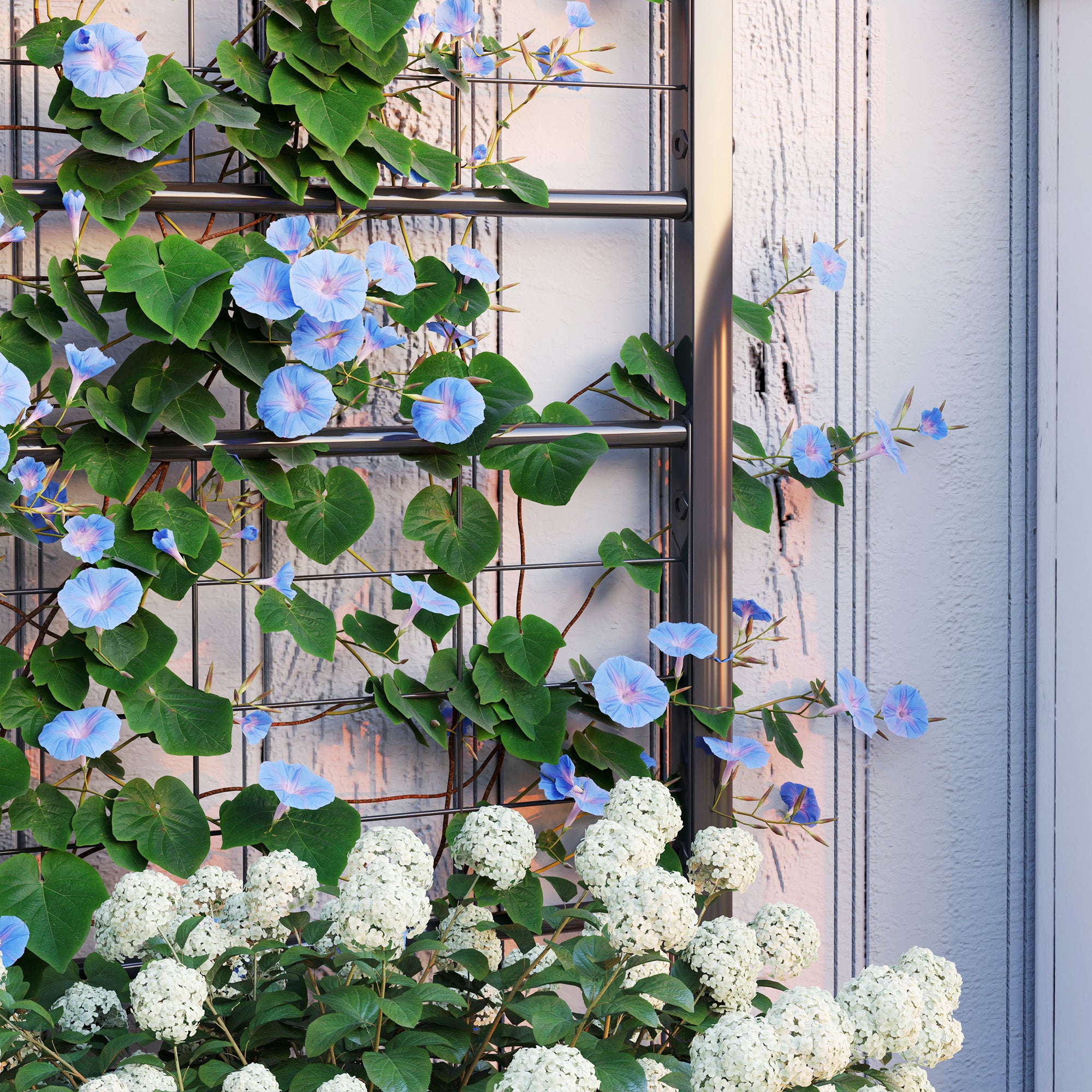 Raised Planter with Trellis, Garden Elevated Bed, Outdoor Flower Box - diamond pattern, drainage holes, galvanized steel flower bed for balcony terrace patio, 90x40x120 cm, black