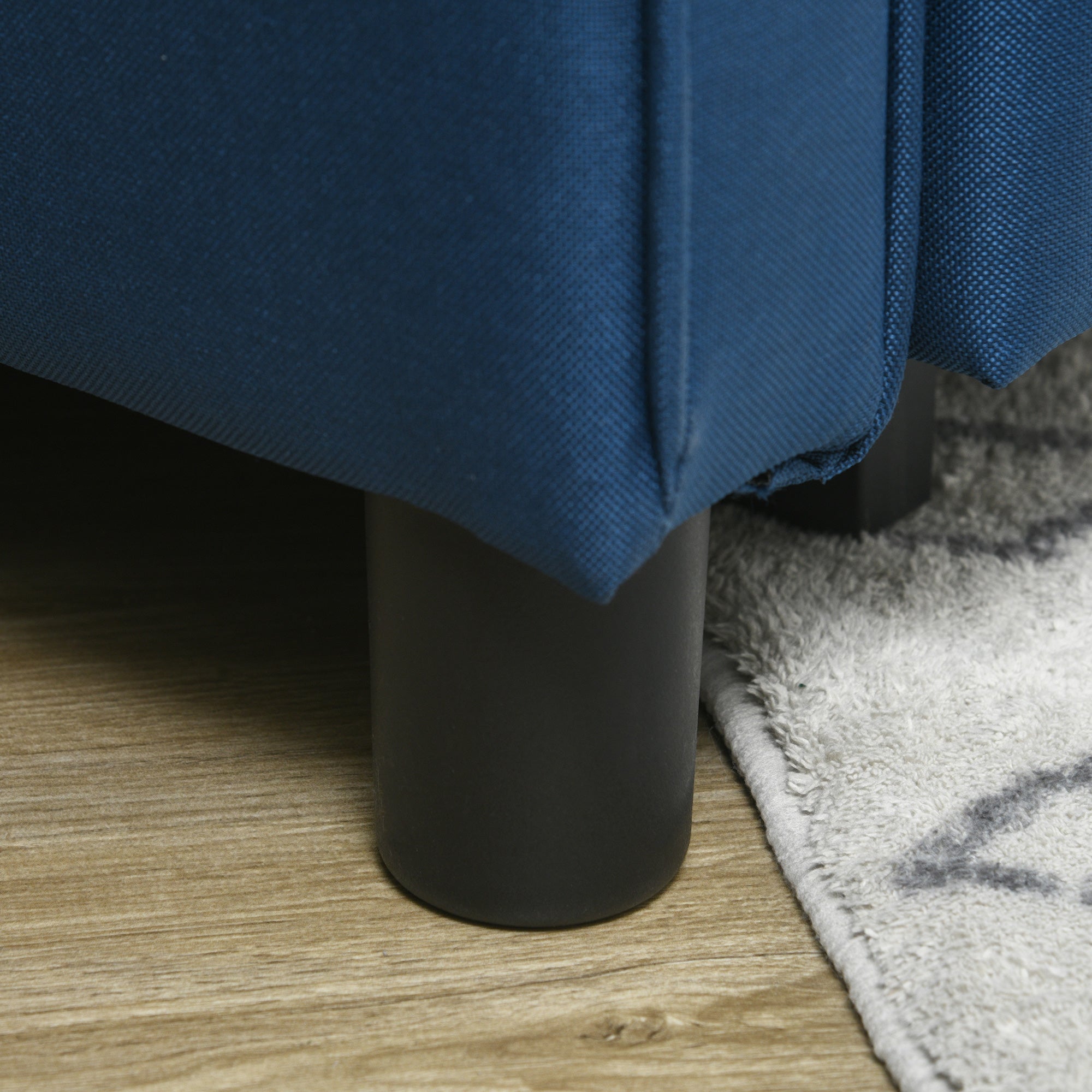 Single Sofa Bed with 3-Level Reclining Backrest, 2 Wheels, and Cushion, Foldable Single Sofa Bed for Living Room in Linen Effect Fabric and Wood, 69x82x85cm, Blue