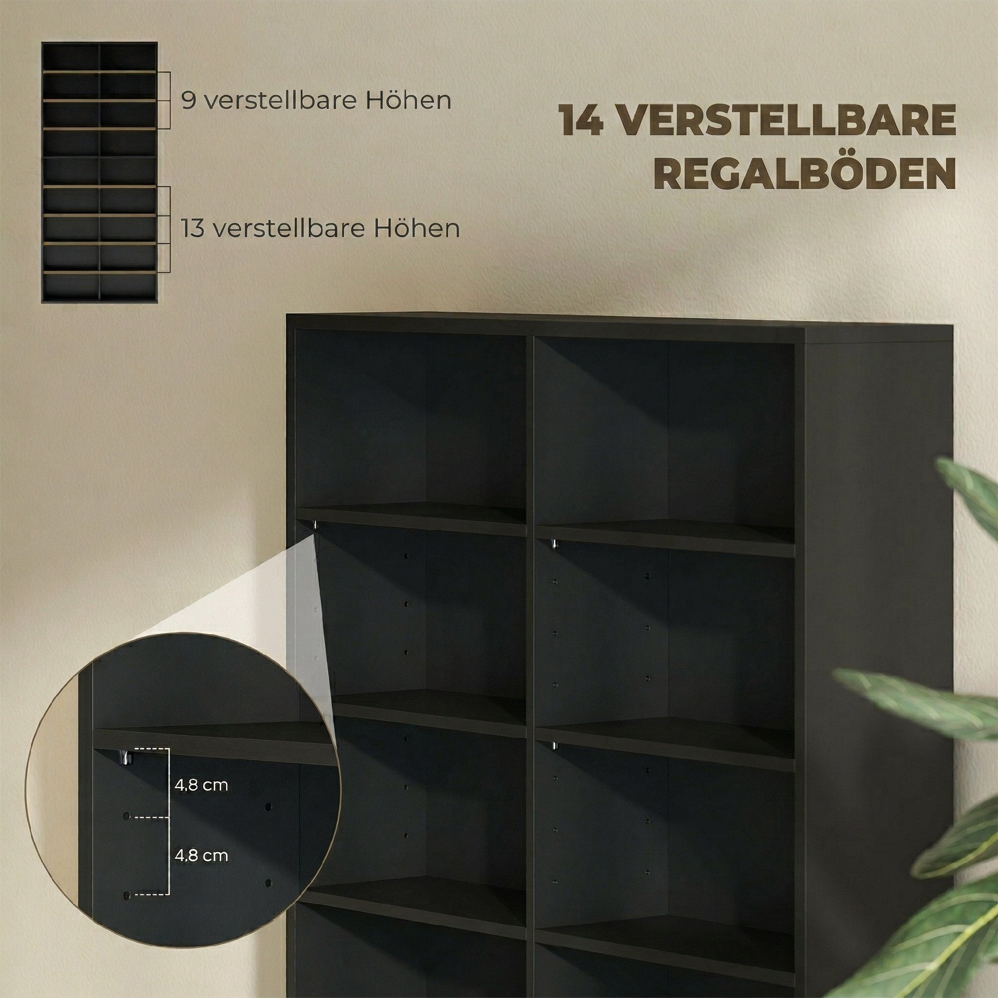 CD, DVD & Blu‑ray Media Storage Tower — Holds up to 640 CDs / 360 DVDs / 430 Blu‑rays, Adjustable Shelves, Black (30.9 x 9.4 x 68.9 in)