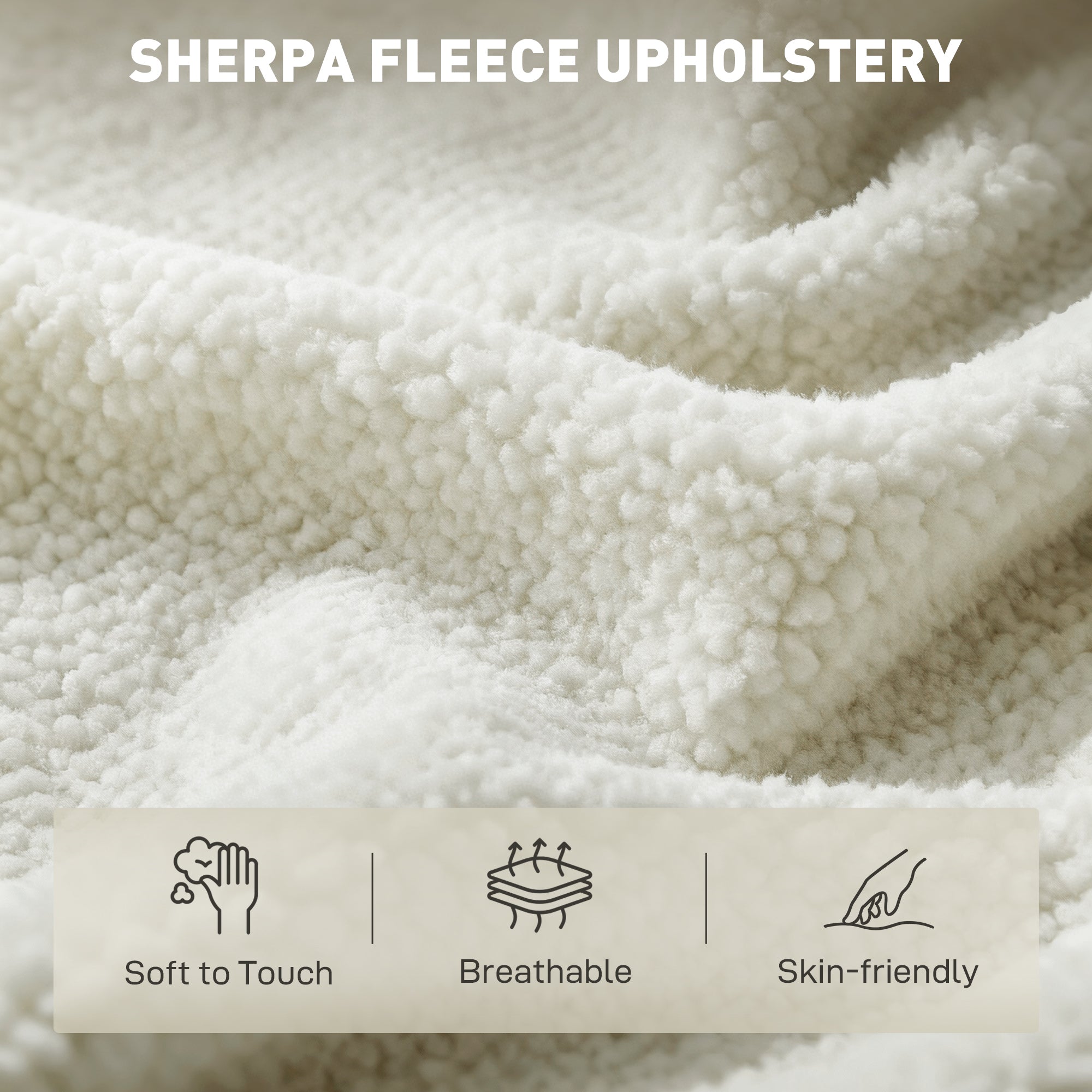 Sherpa-Fleece Lounge Chair with Wood‑Effect Metal Legs — Padded Accent Chair for Living Room & Bedroom, Cream