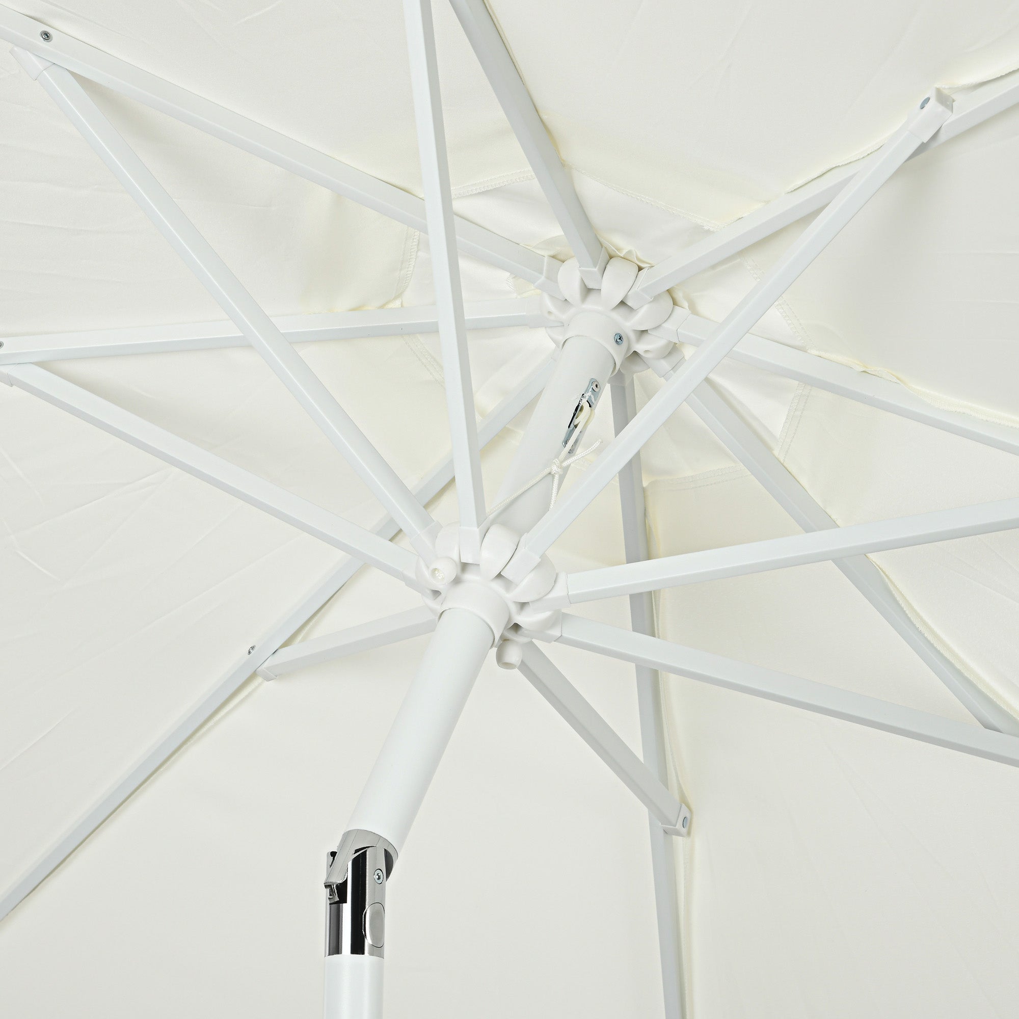 Garden Parasol Outdoor Tilting Fringed Umbrella with Crank 8 Ribs dim. Ø 2.65 x 2.45 H m White