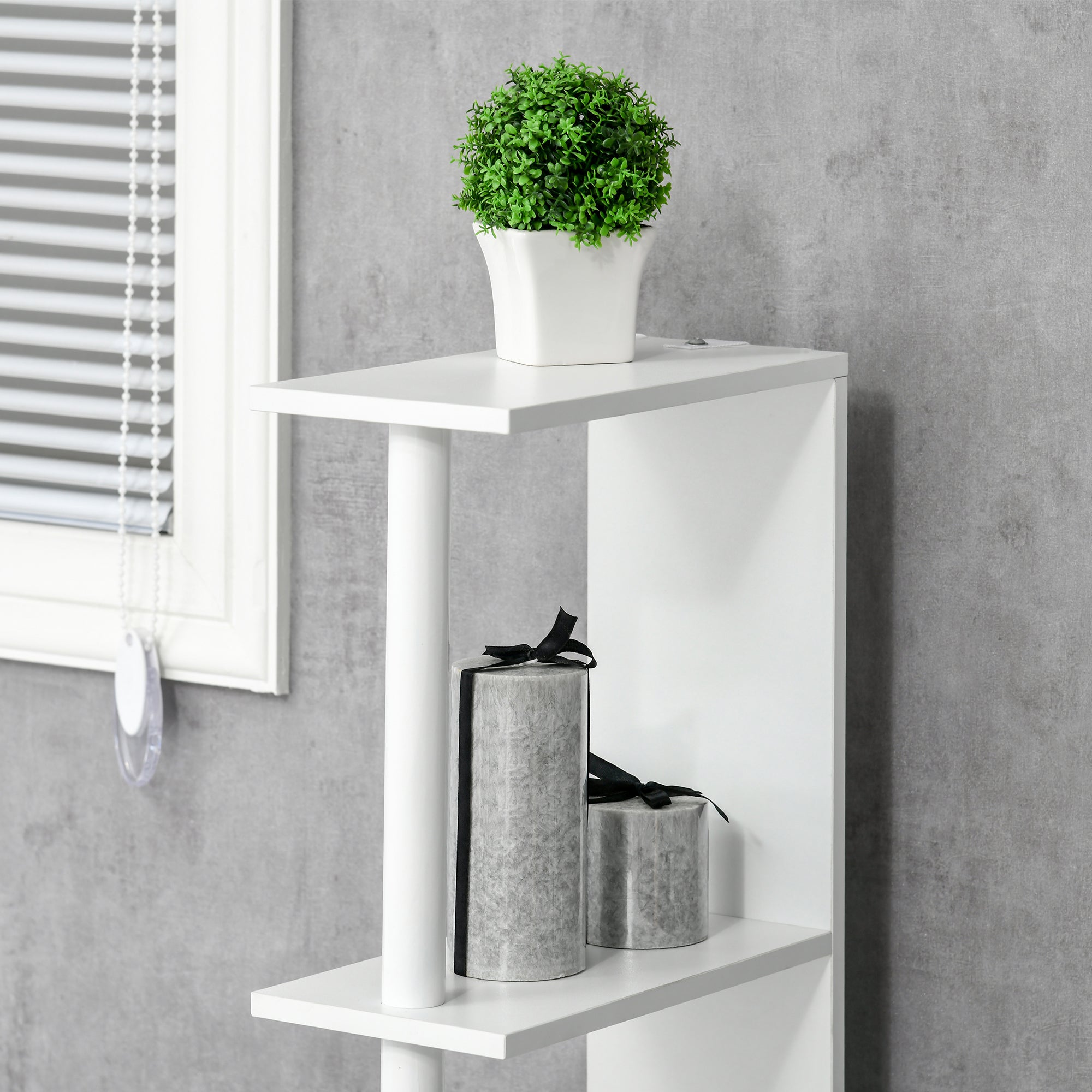 Bathroom Column Cabinet with Doors and Open Shelves Modern Style Bathroom Cabinet 15.2x29.8x118 cm White