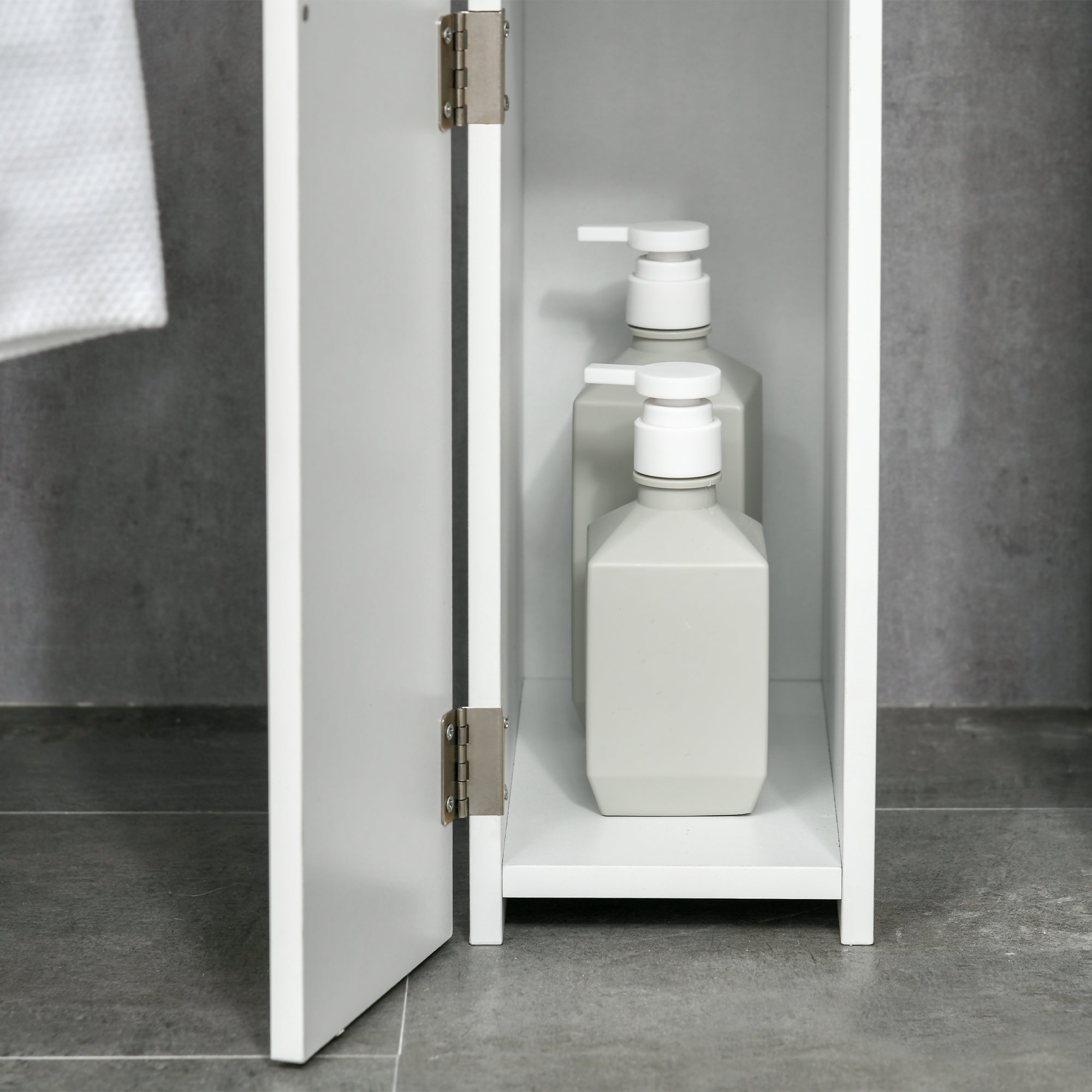 Bathroom Column Cabinet with Doors and Open Shelves Modern Style Bathroom Cabinet 15.2x29.8x118 cm White