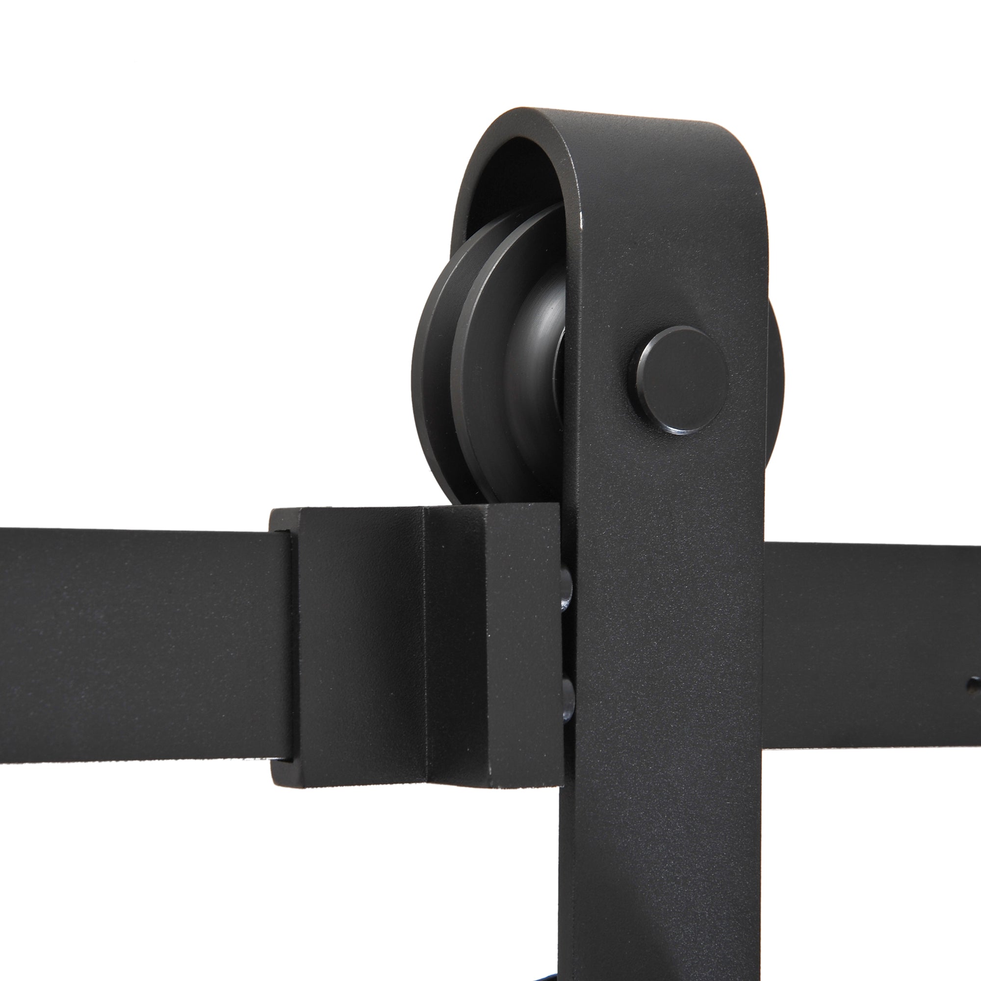 Sliding Door Hardware Kit 200 cm Complete Set with Rails, Rollers, Rail Stops, Floor Block, Set of Door Screws, Sliding Door System made of Carbon Steel Black