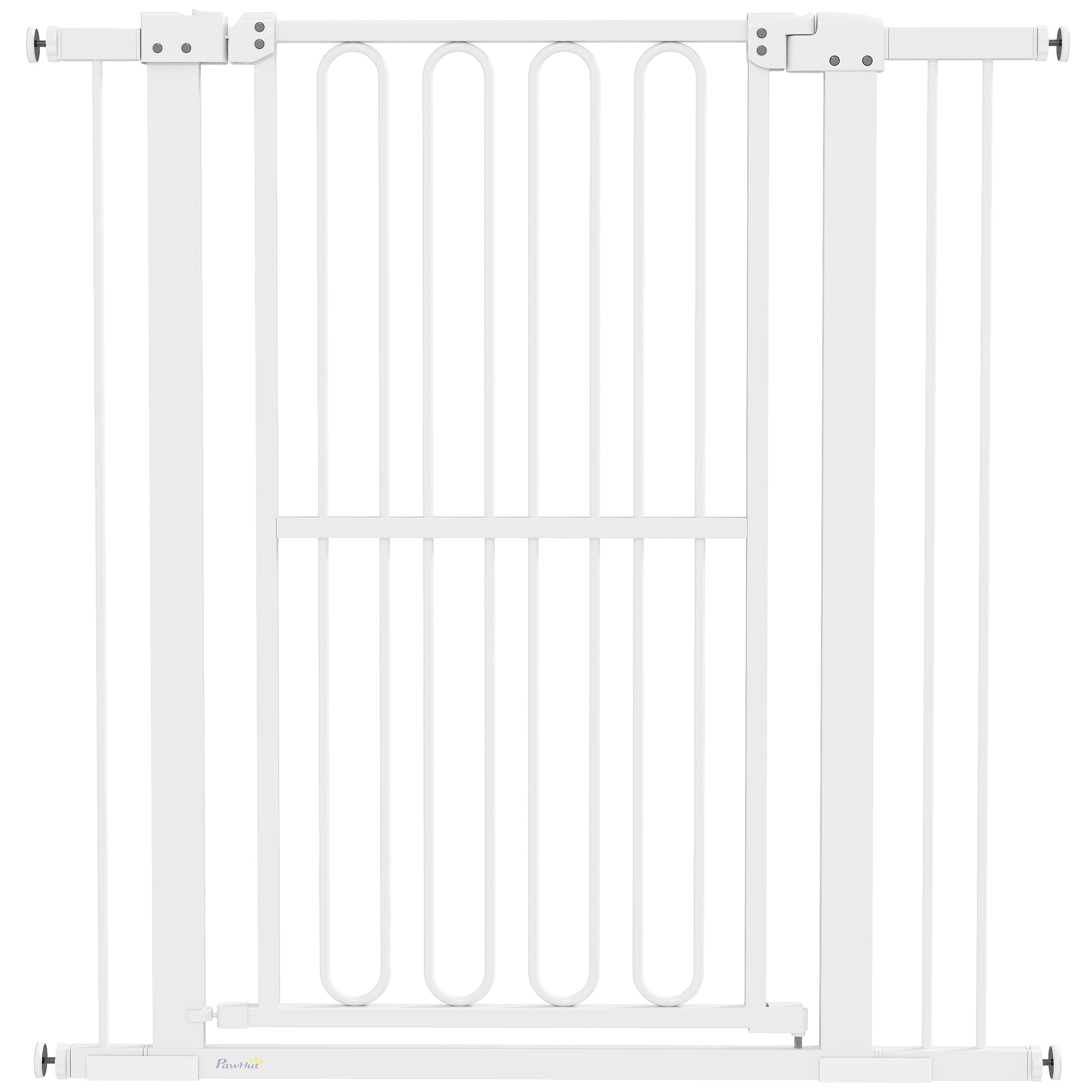 Stair Guard Door Guard Barrier Gate without Drilling 76-104 cm Steel Guard for Dogs, Pets Stairs, Door, White