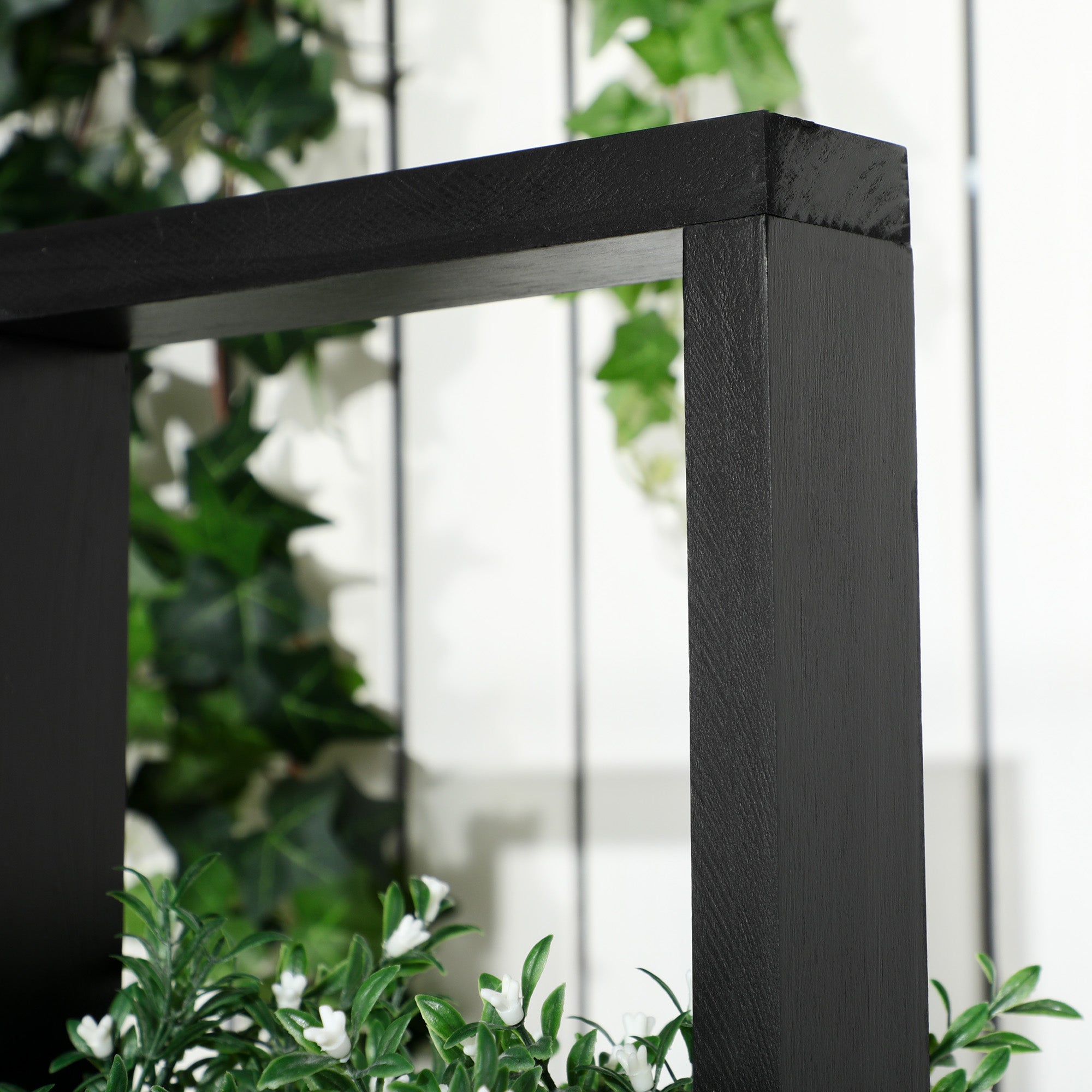 Wall Raised Garden Bed Planter with Trellis, Climbing Frame Flower Pot Planter Box Solid Wood, Garden Trellis 90x45x170cm for Terrace, Balcony, Flower Pot for Climbing Plants, Flowers, Black