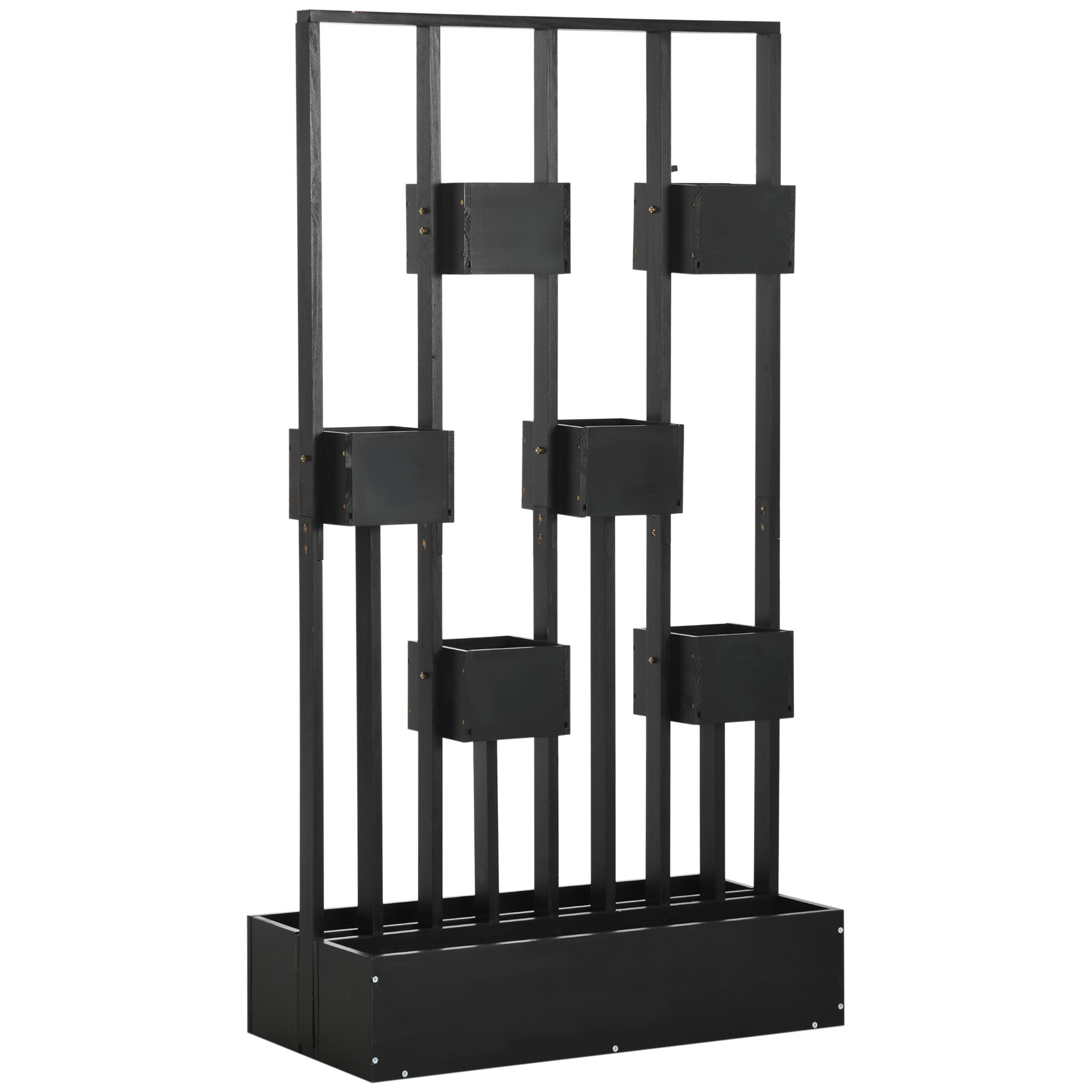 Wall Raised Garden Bed Planter with Trellis, Climbing Frame Flower Pot Planter Box Solid Wood, Garden Trellis 90x45x170cm for Terrace, Balcony, Flower Pot for Climbing Plants, Flowers, Black