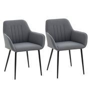 Set of 2 Dining Chairs Upholstered Chair with Breathable Linen Cover Living Room Chair Armchair Kitchen Chair with Backrest Armrest Linen Dark Grey 59.5 x 56.5 x 81 cm