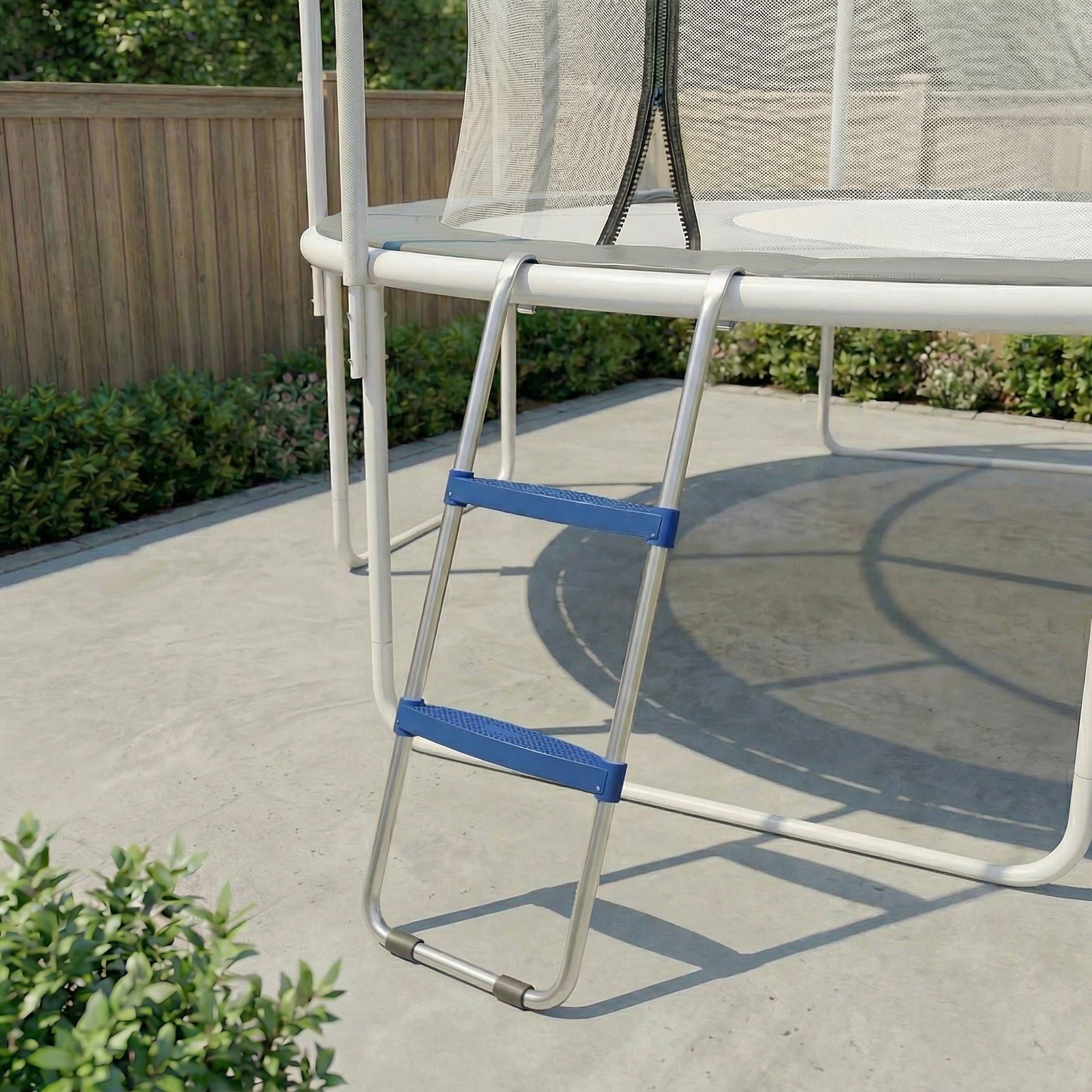 SPORTNOW 2-Step Trampoline Ladder — Wide Anti-Slip Steps, Universal Hook, Galvanized Steel U-Base, 330 lb Capacity, Blue