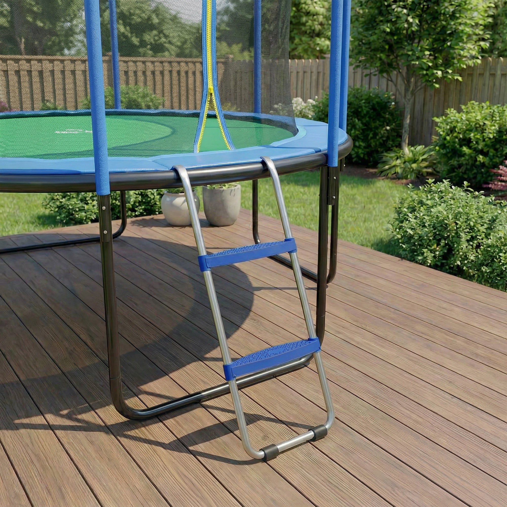 SPORTNOW 2-Step Trampoline Ladder — Wide Anti-Slip Steps, Universal Hook, Galvanized Steel U-Base, 330 lb Capacity, Blue