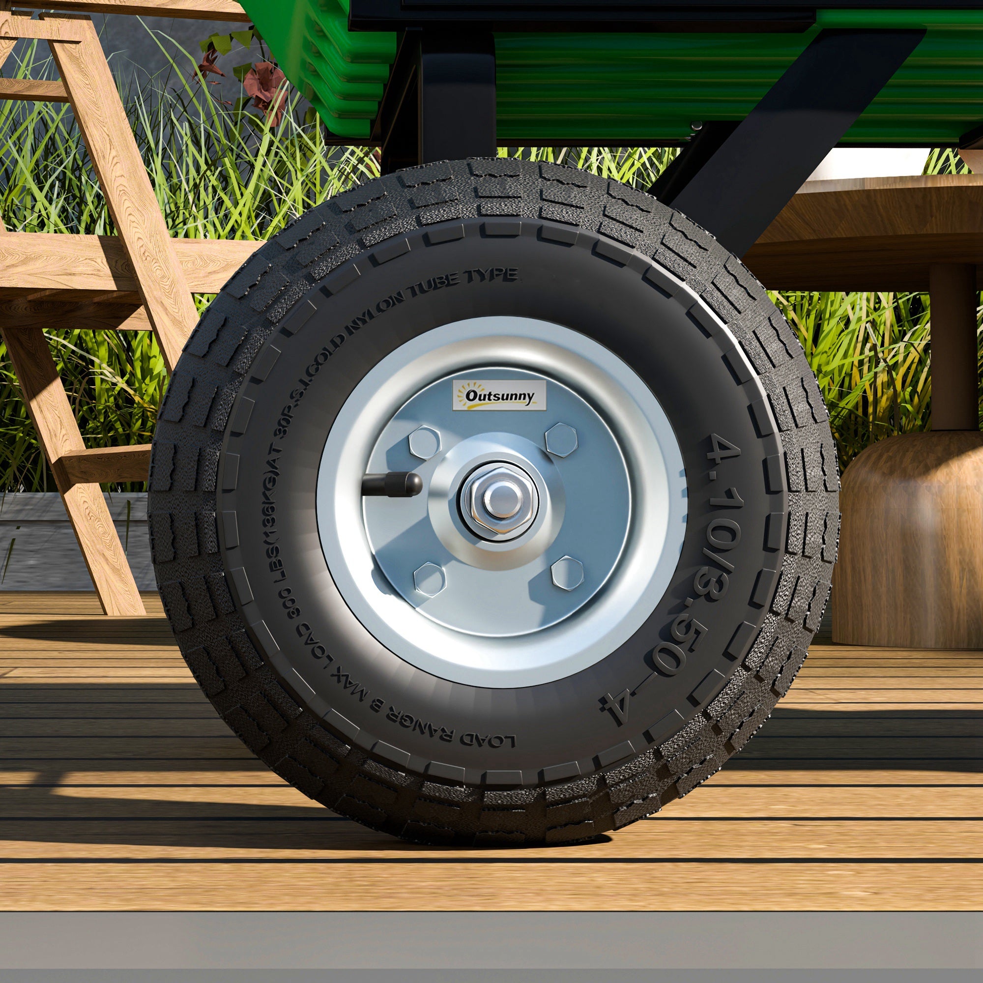 Set of 2 Replacement Rubber Wheels 255 mm with 16mm Bore for Garden Cart, Wheelbarrow, and Hand Truck