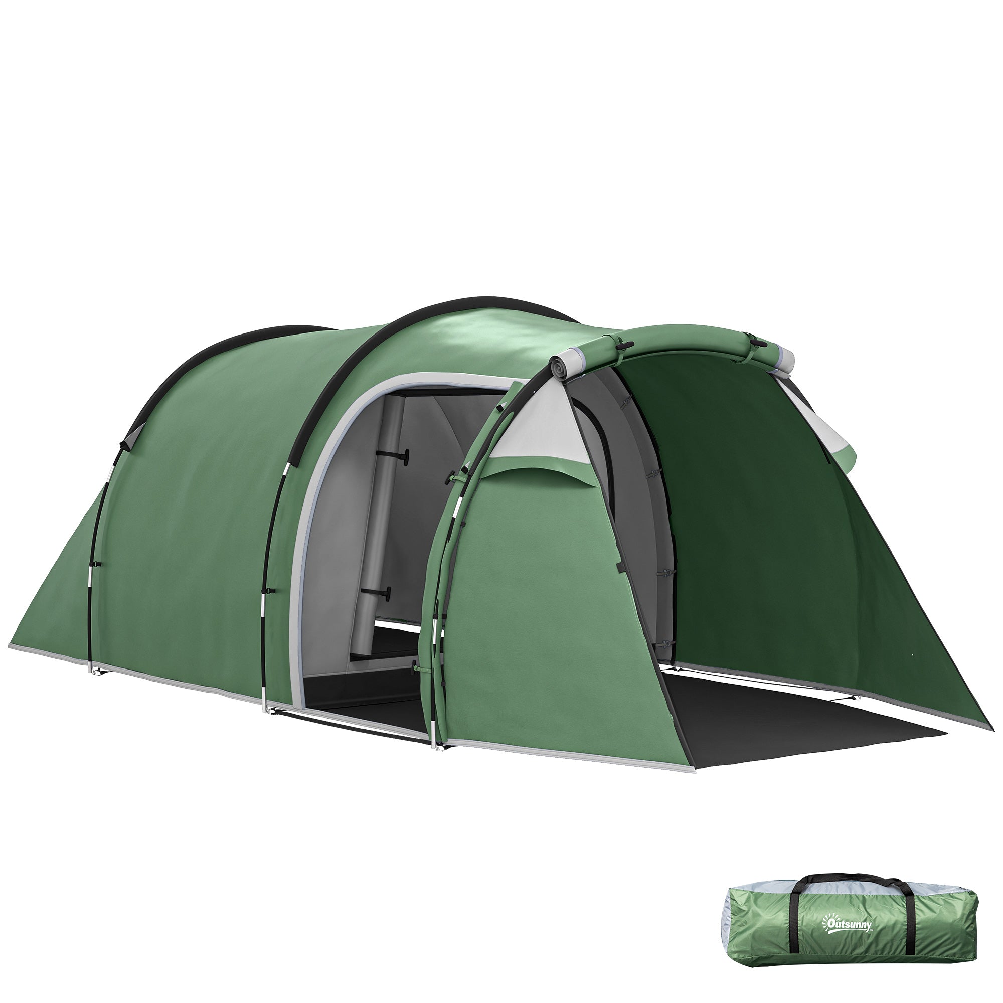 Camping Tent for 2-3 People Stable Waterproof Family Tent with Bedroom Living Room Vestibule with Standing Height, Dome Tent with 2000mm Water Column Tunnel Tent for Camping Travel, Dark Green
