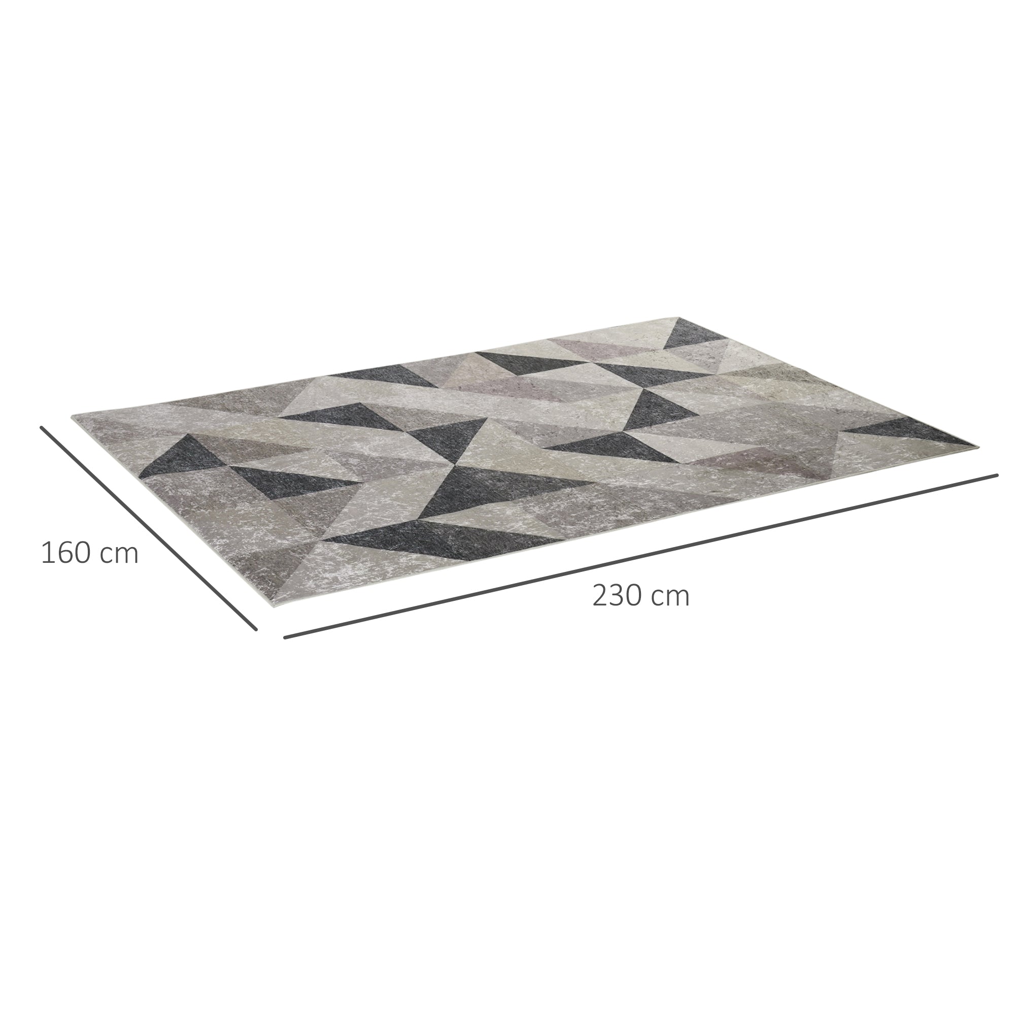 Modern Velvet Diamond Geometric Living Room Rug 230x160 cm Non-Slip Base for Bedroom Office Study Multicolor