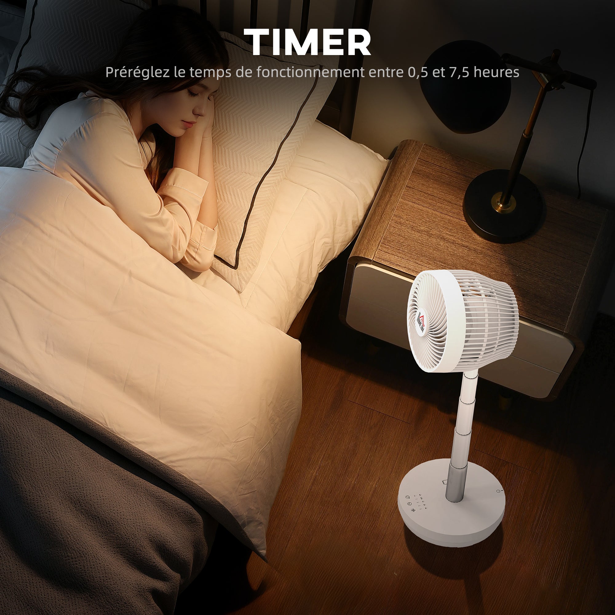 Portable Table Fan with Remote Control and 3600mAh Rechargeable Battery USB Powered Stand Fan Adjustable Tilt and Height Oscillating 10 Speeds Timer White