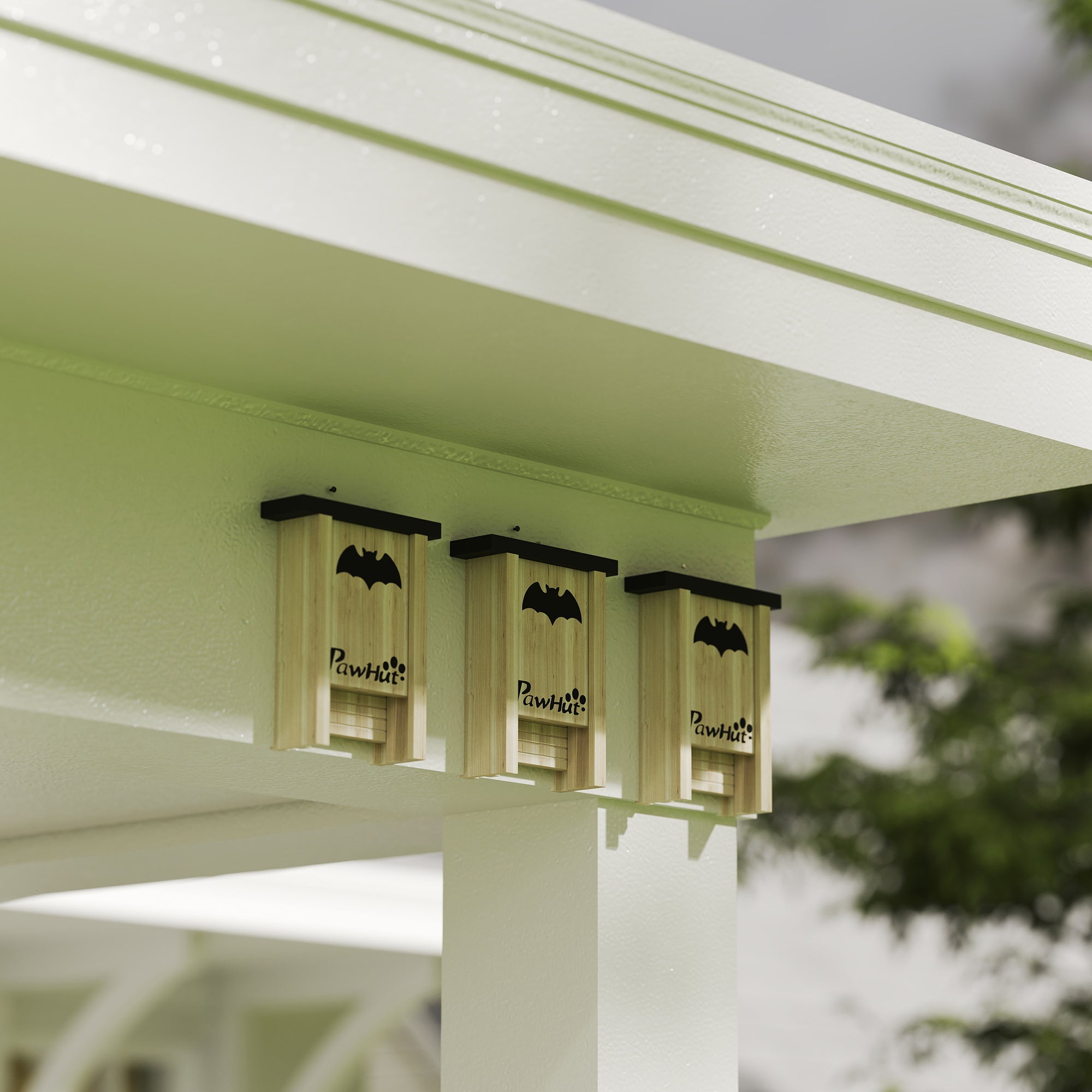 Bat Box 3-pack, Bat House, Bat Nesting Box, Bat Box for Hanging in Gardens, Orchards, Farms, Natural Fir Wood, 18 x 6 x 22.5 cm, Natural