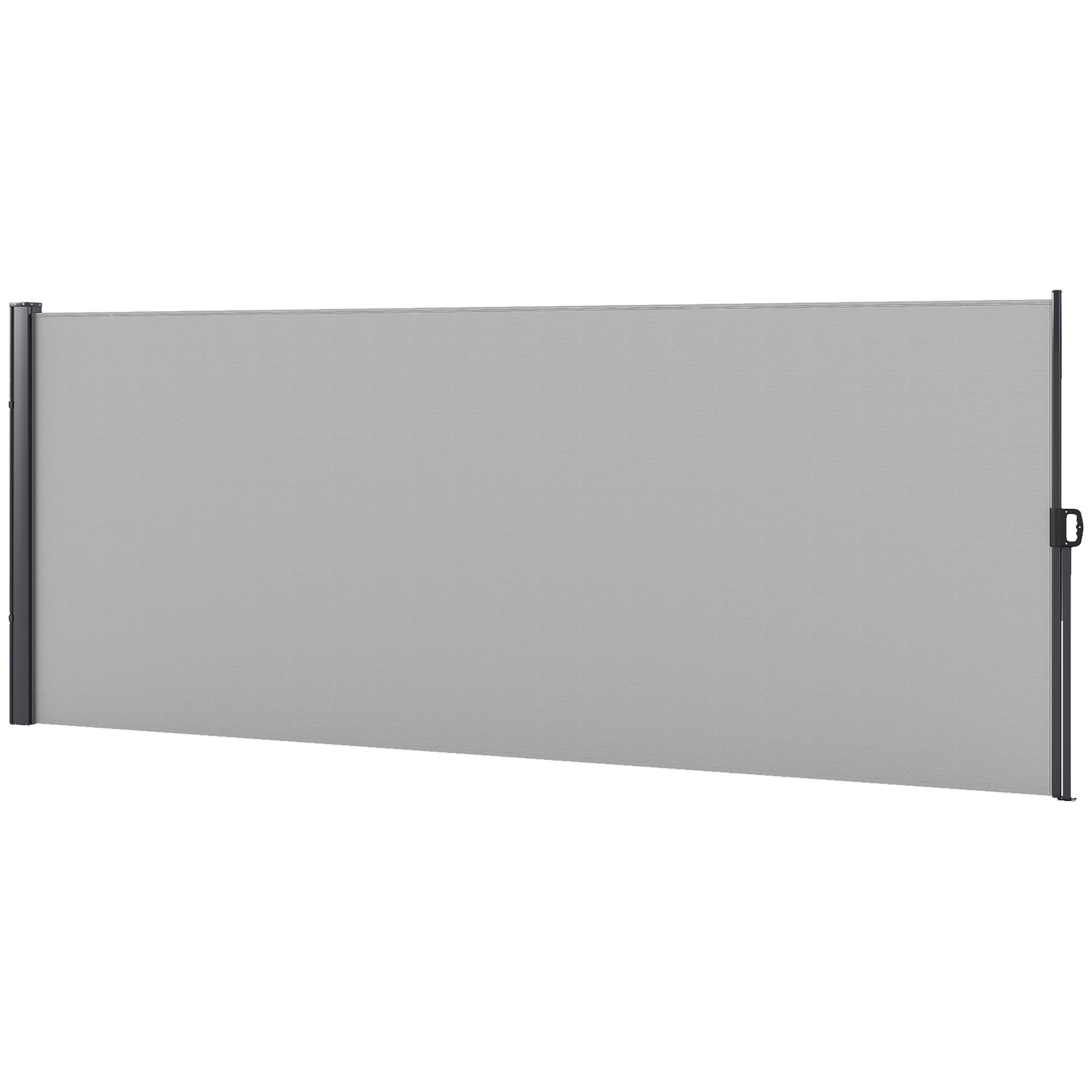 Retractable Garden Side Awning Windbreak Screen 4L x 1.60H m Aluminium Polyester UV-resistant High density 180 g/m² Light Grey