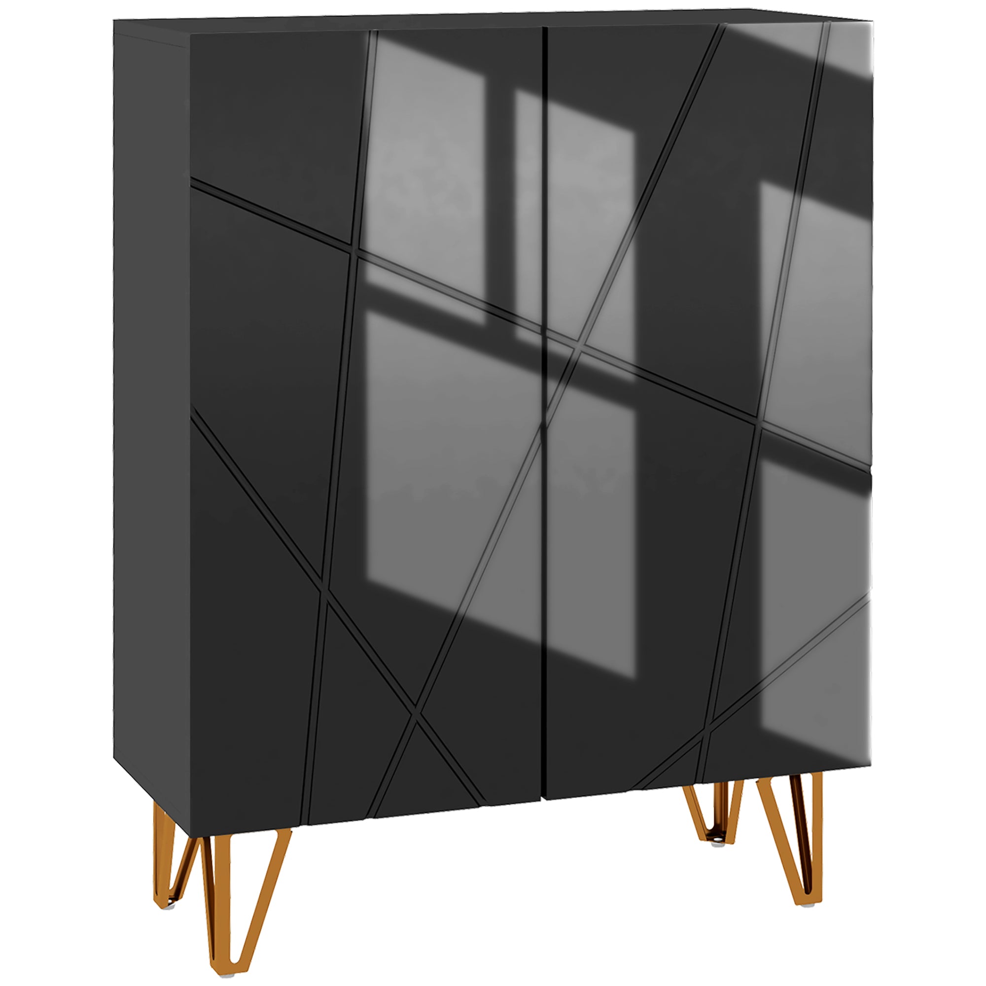 Modern Shoe Cabinet Entryway Shoe Rack with Adjustable Shelves Soft Closure for 15-20 Pairs of Shoes Narrow Shoe Storage for Hallway 72x31.5x95 cm Black Gloss