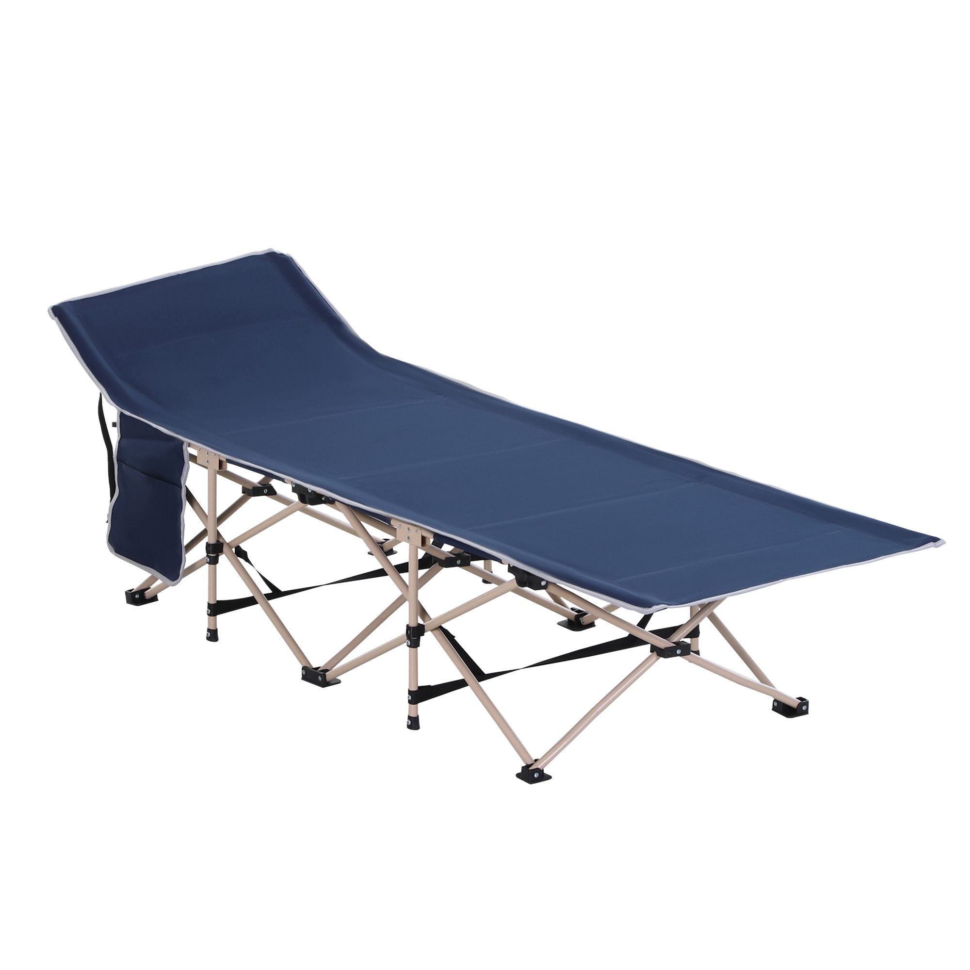 Folding Camp Bed Camping Bed with Carry Bag 190 x 68 x 52 cm Camp Bed up to 150 kg Guest Bed for Adults Folding Bed for Indoor, Outdoor, Garden Camping in Blue