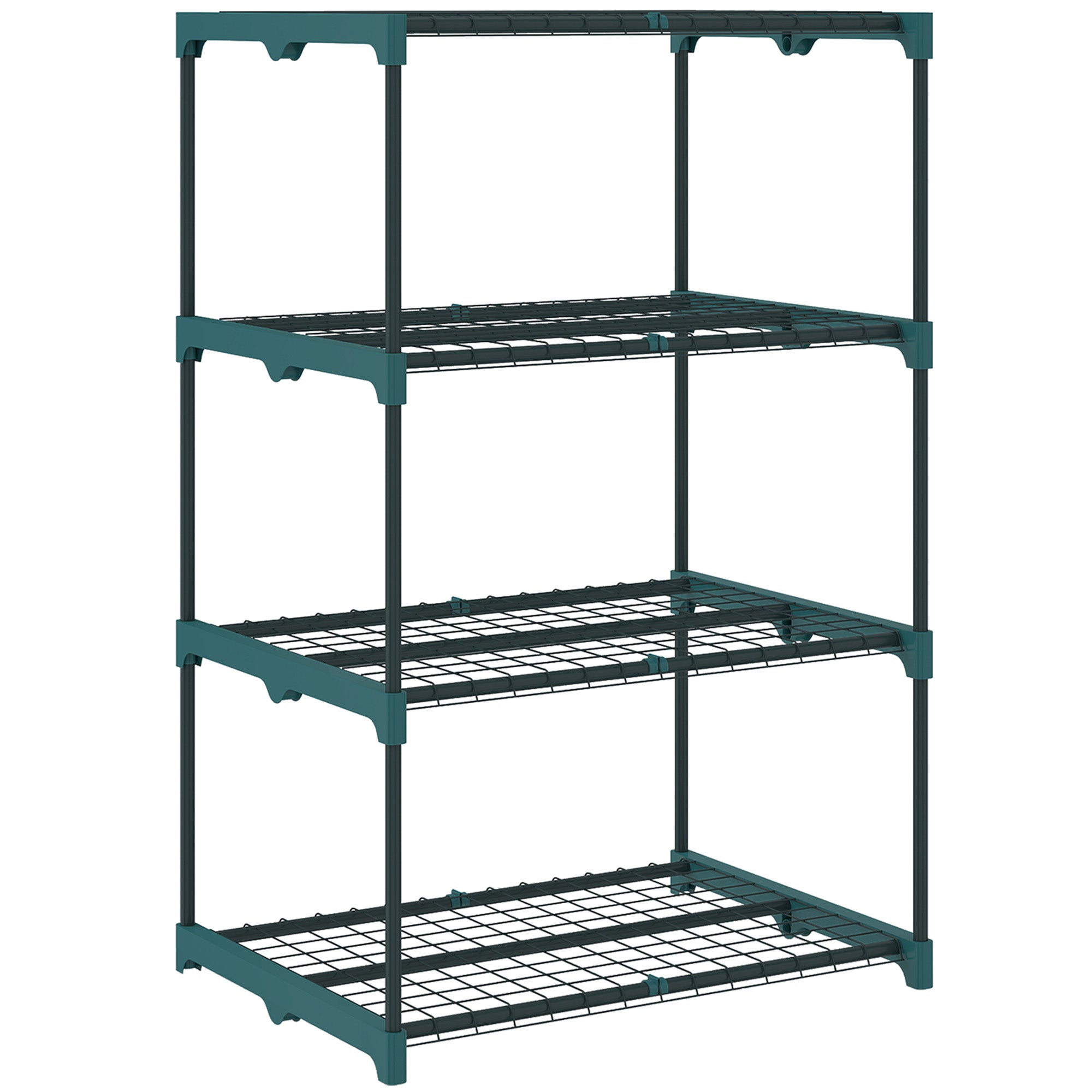 4-Tier Steel Plant Stand — Indoor/Outdoor Flower Shelf for Garden, Balcony & Living Room, 26.4 x 19.3 x 41.3 in (67 x 49 x 105 cm), Green