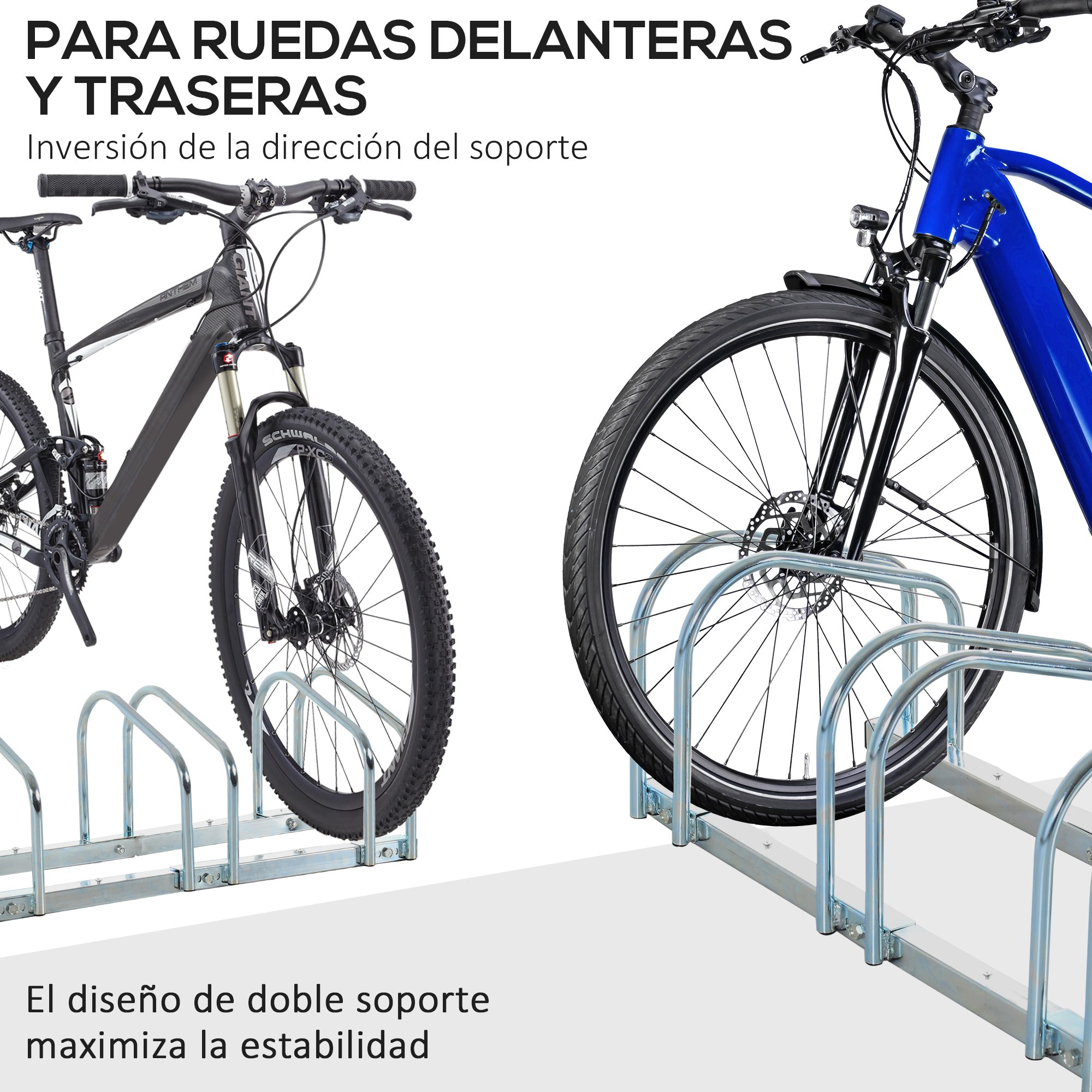Bike Parking Rack Steel Stand for Parking Bikes on Floor or Wall Indoor and Outdoor Parking 110x33x27 cm Silver