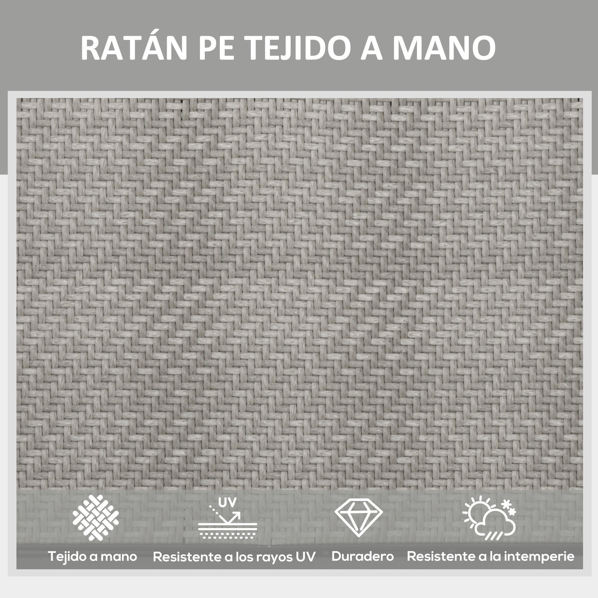 Reclining Folding Rattan Lounger with Adjustable 5-Level Backrest and Steel Frame Load 330 lbs for Patio Terrace Gradient Light Gray