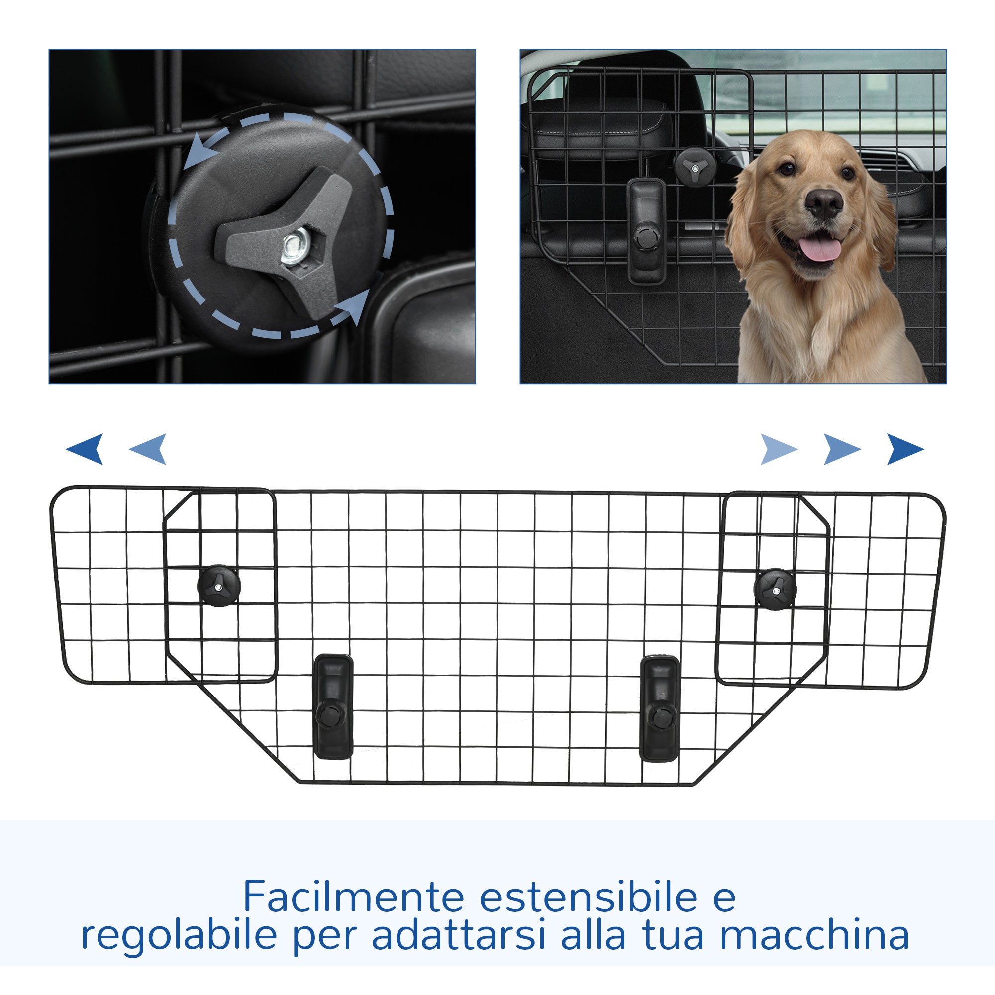 Dog Guard for Car Universal Car Guard for Dogs with Continuously Adjustable Width, Partition Grid for Trunk Dogs Car Grid Dog Safety Grid 90-120 x 40.5 cm