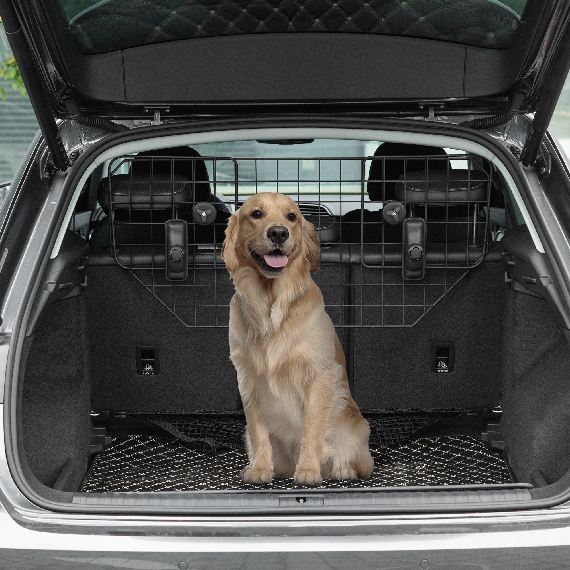Dog Guard for Car Universal Car Guard for Dogs with Continuously Adjustable Width, Partition Grid for Trunk Dogs Car Grid Dog Safety Grid 90-120 x 40.5 cm