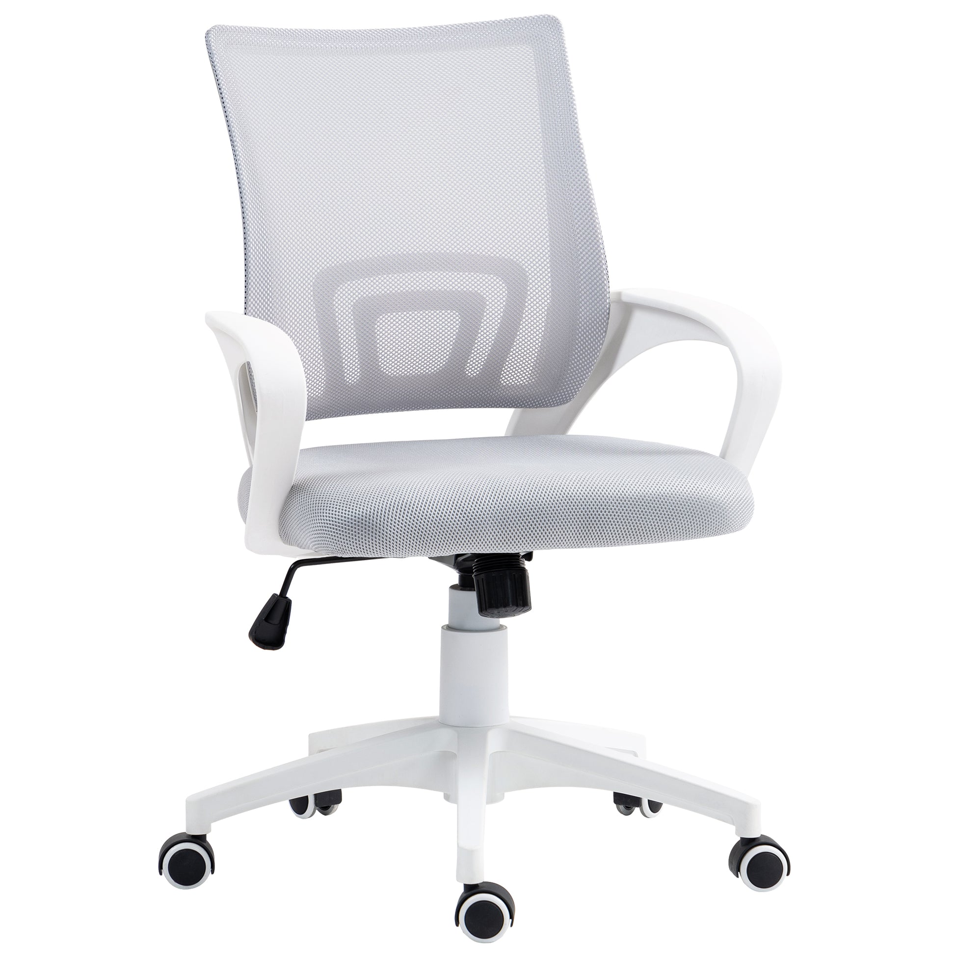 Mesh Office Chair Swivel Desk Chair with Adjustable Height Rocking Function Lumbar Support and Armrests Study Chair Load 120 kg Gray