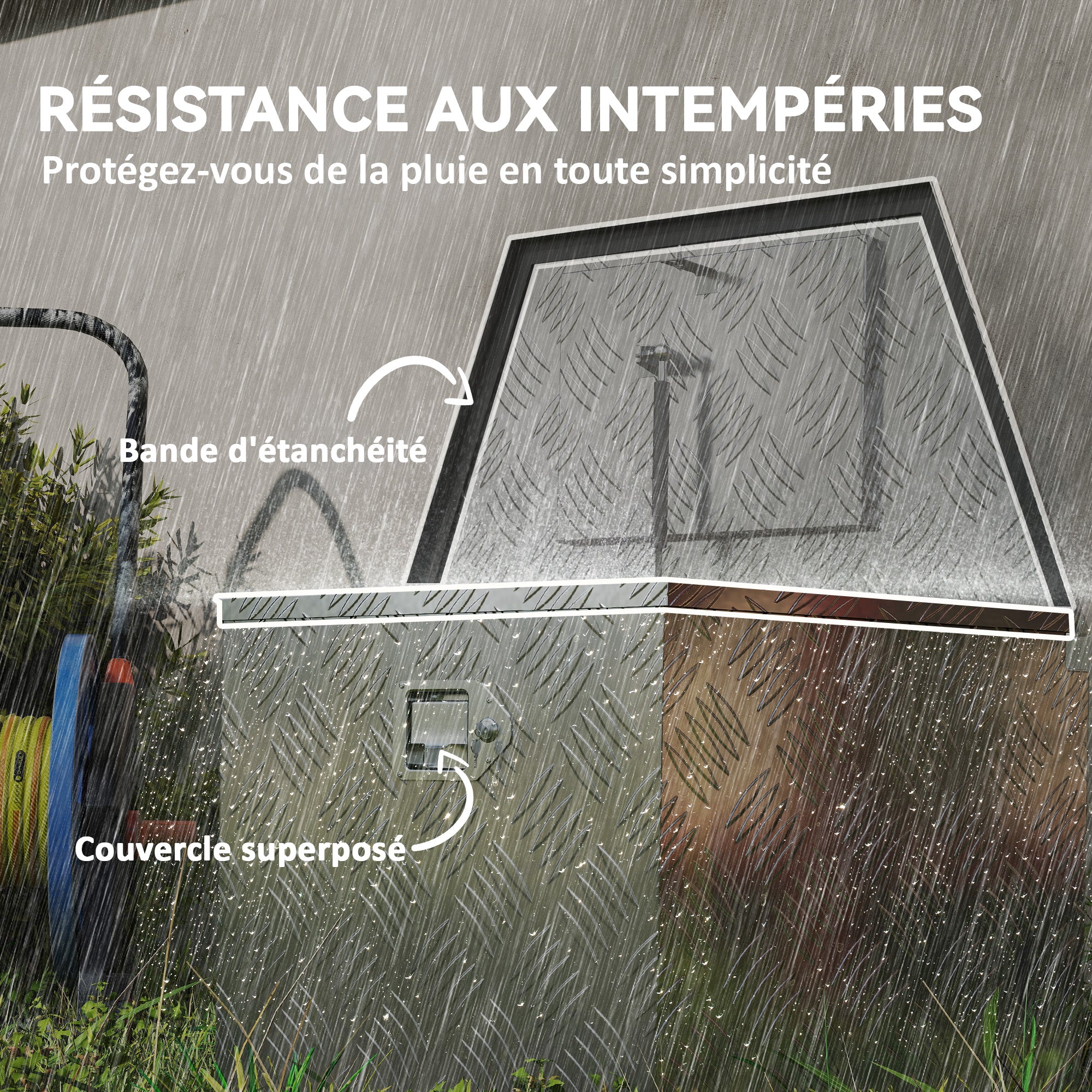 Trailer Toolbox, Aluminum Storage Box, Integrated Lock with Keys, Trapezoidal Shape, for Vans, Trailers, 73.7 x 41 x 46 cm, Silver