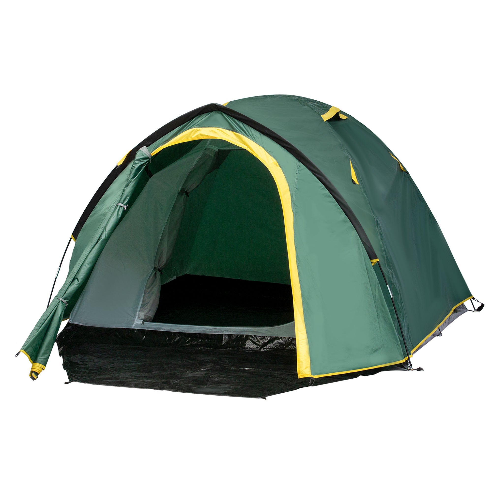 2-Person Tent 190T Camping Tent with Pegs Dome Tent Fiberglass Polyester Green+Yellow 325 x 183 x 130 cm