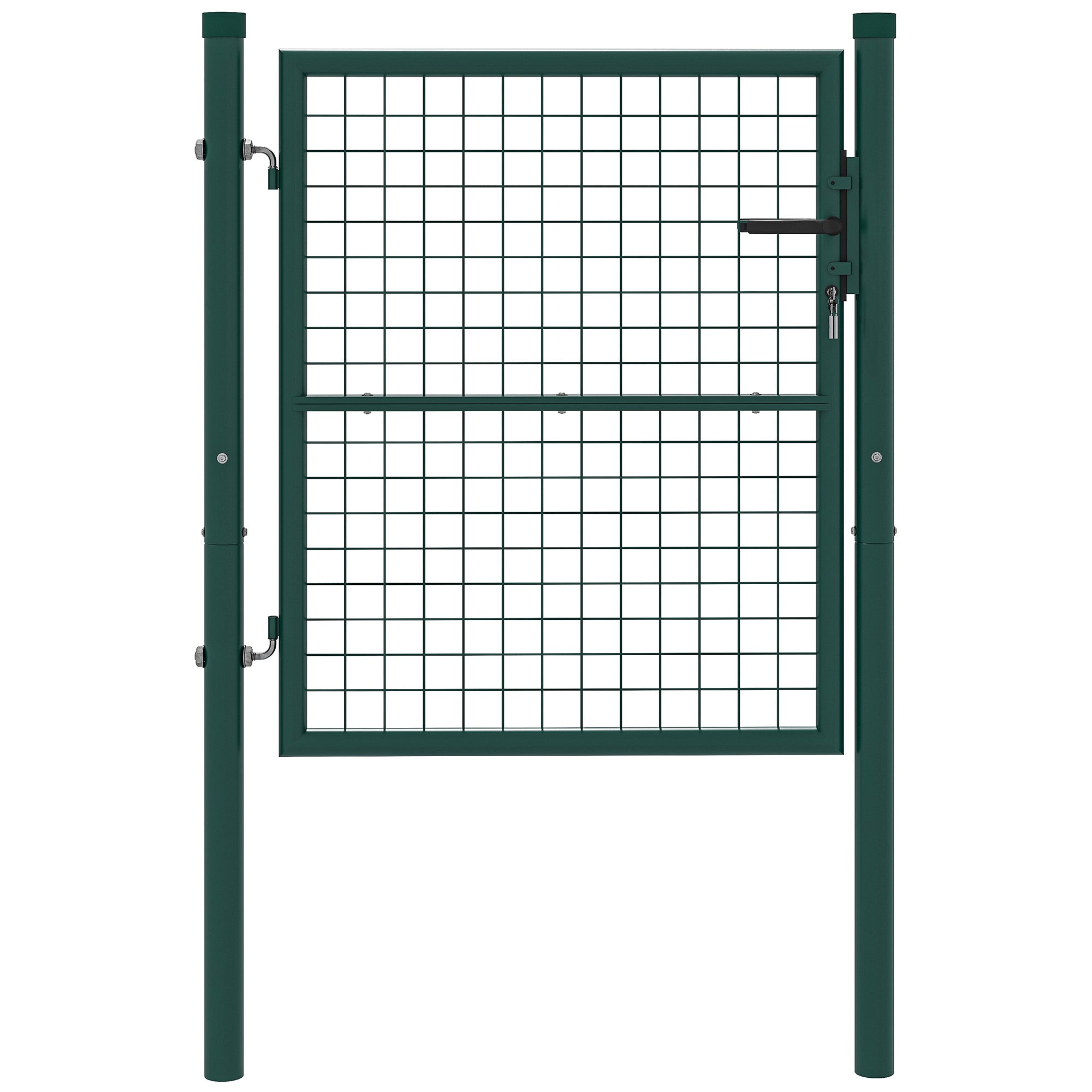 Garden Gate 100x79 cm Steel Bar Fence Gate with Handle Lock and 3 Keys for Outdoor Patio Green