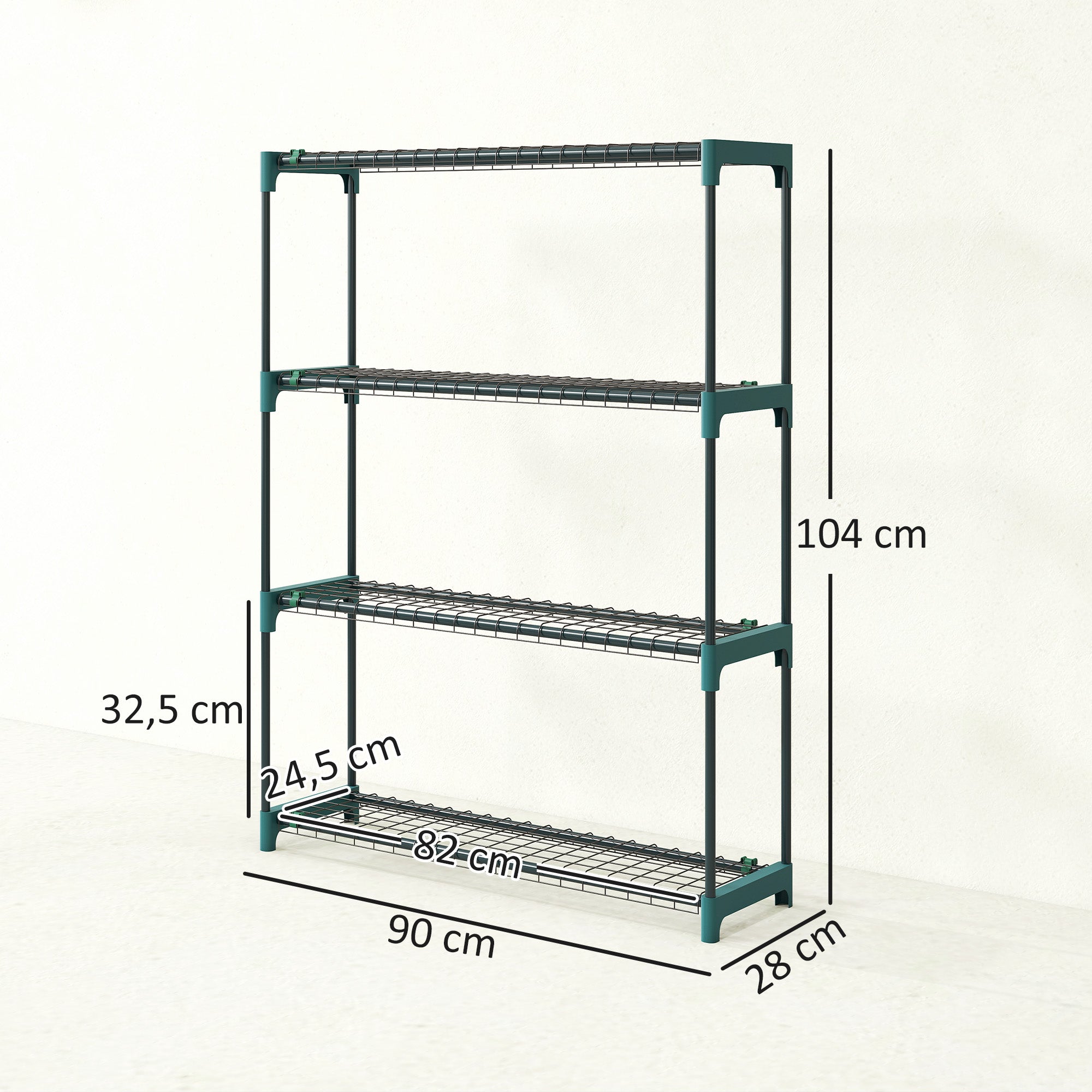 Set of 2 4-Tier Plant Stands, 40.9 in Tall — Steel Indoor/Outdoor Shelves, Multi-Level Pot Rack for Garden & Balcony, Dark Green