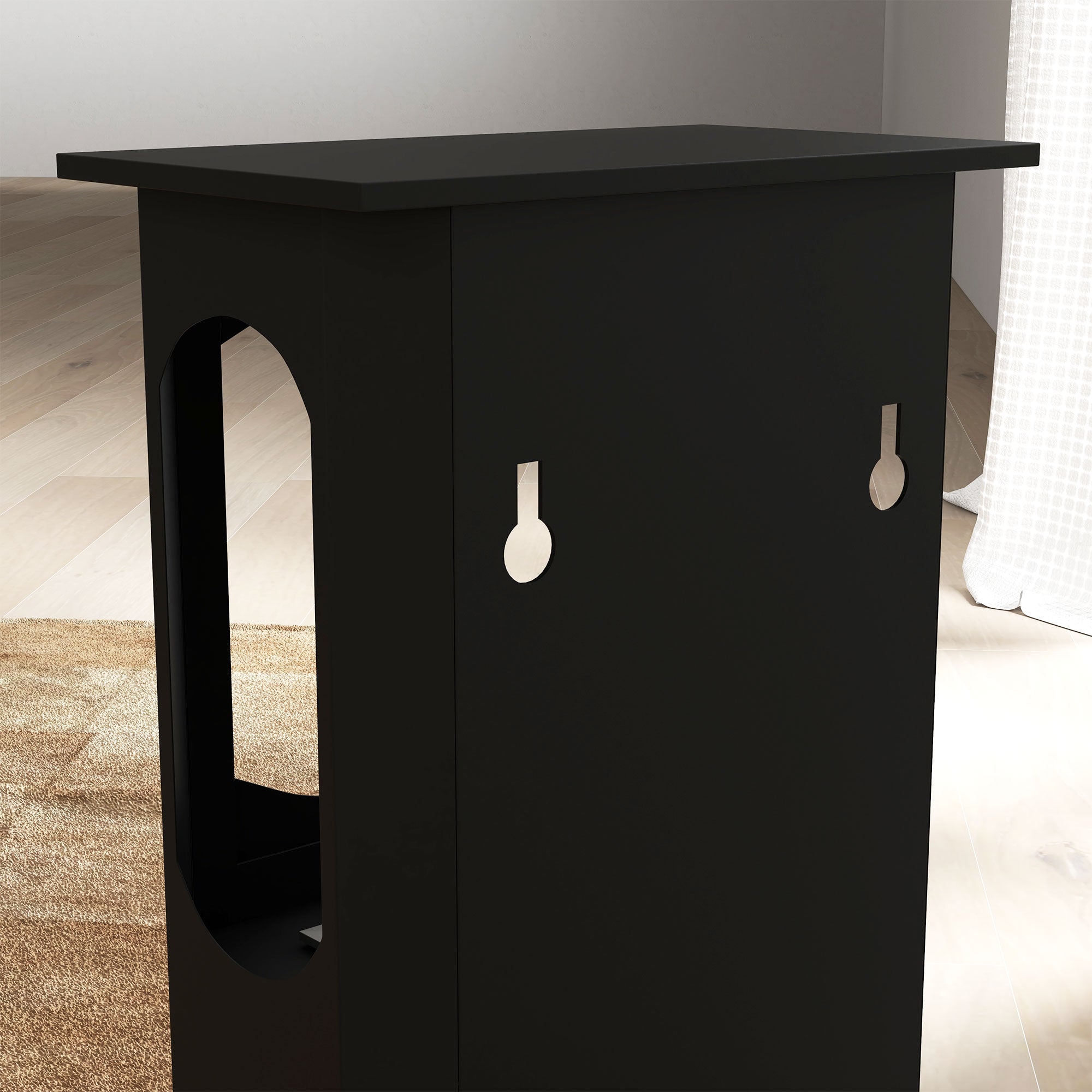 Contemporary Freestanding Bioethanol Fireplace with 1.2L Reservoir, Approx. 3h Burning Time, Coverage 20-25 sqm 43 x 25 x 68 cm Black