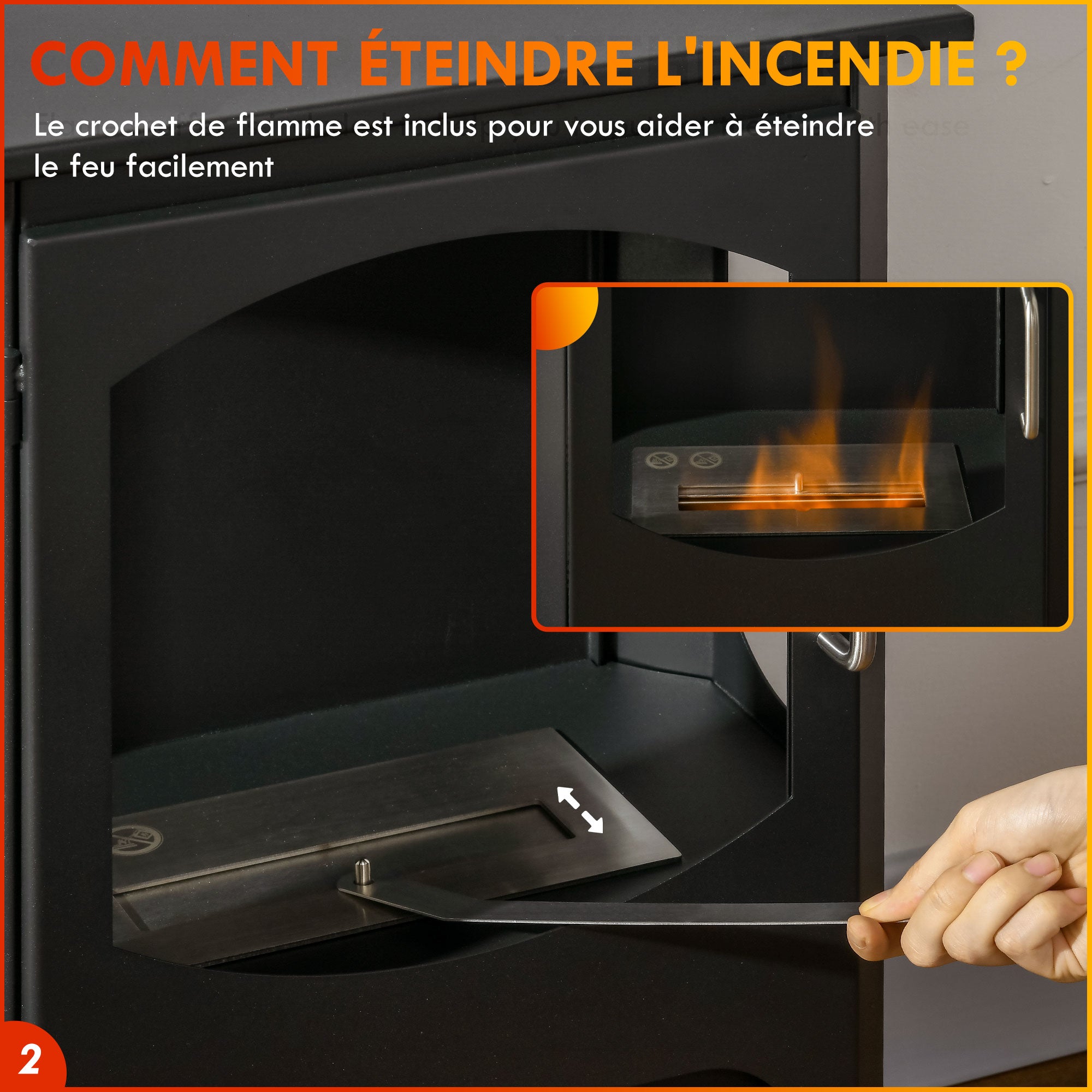 Contemporary Freestanding Bioethanol Fireplace with 1.2L Reservoir, Approx. 3h Burning Time, Coverage 20-25 sqm 43 x 25 x 68 cm Black