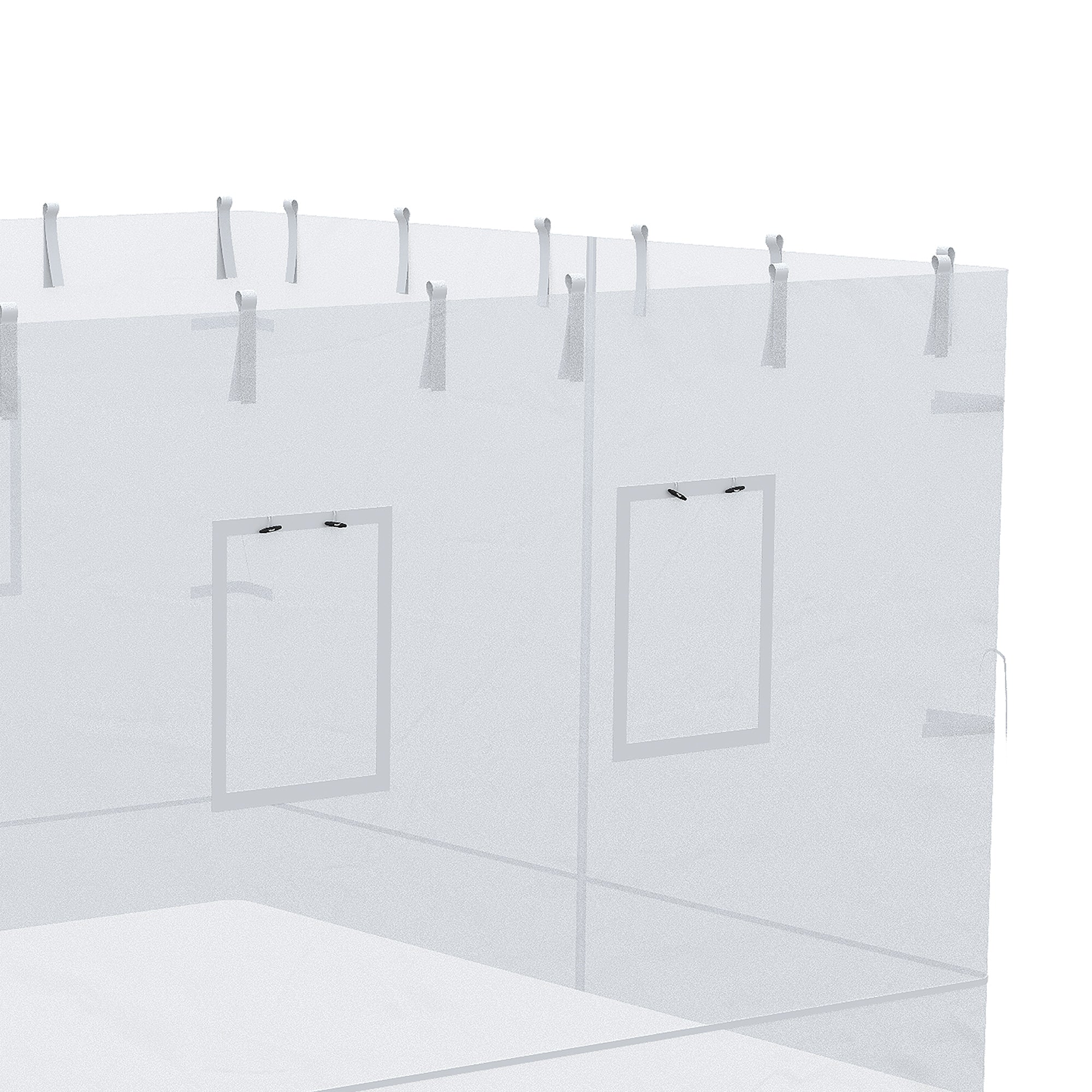 4 Nylon Side Walls Suitable for 3x3 m Pavilion, Set 3-piece Mosquito Net with 6 Windows and Zippered Door, 118.11x76.77 inches, White