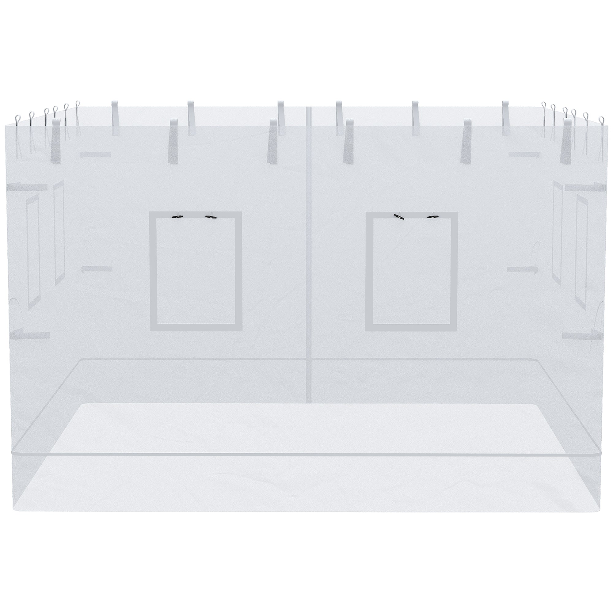 4 Nylon Side Walls Suitable for 3x3 m Pavilion, Set 3-piece Mosquito Net with 6 Windows and Zippered Door, 118.11x76.77 inches, White