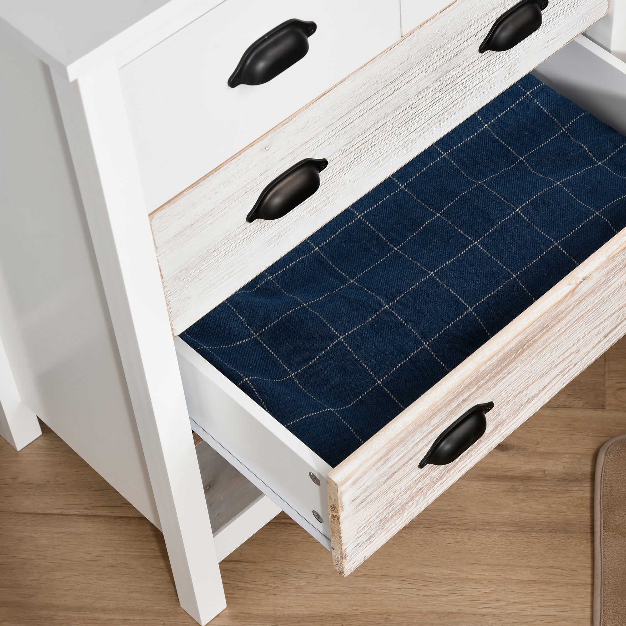 5-Drawer Chest Modern Bedroom Chest of Drawers with Anti-Tip Design Hallway Chest of Drawers 70x38x85 cm White