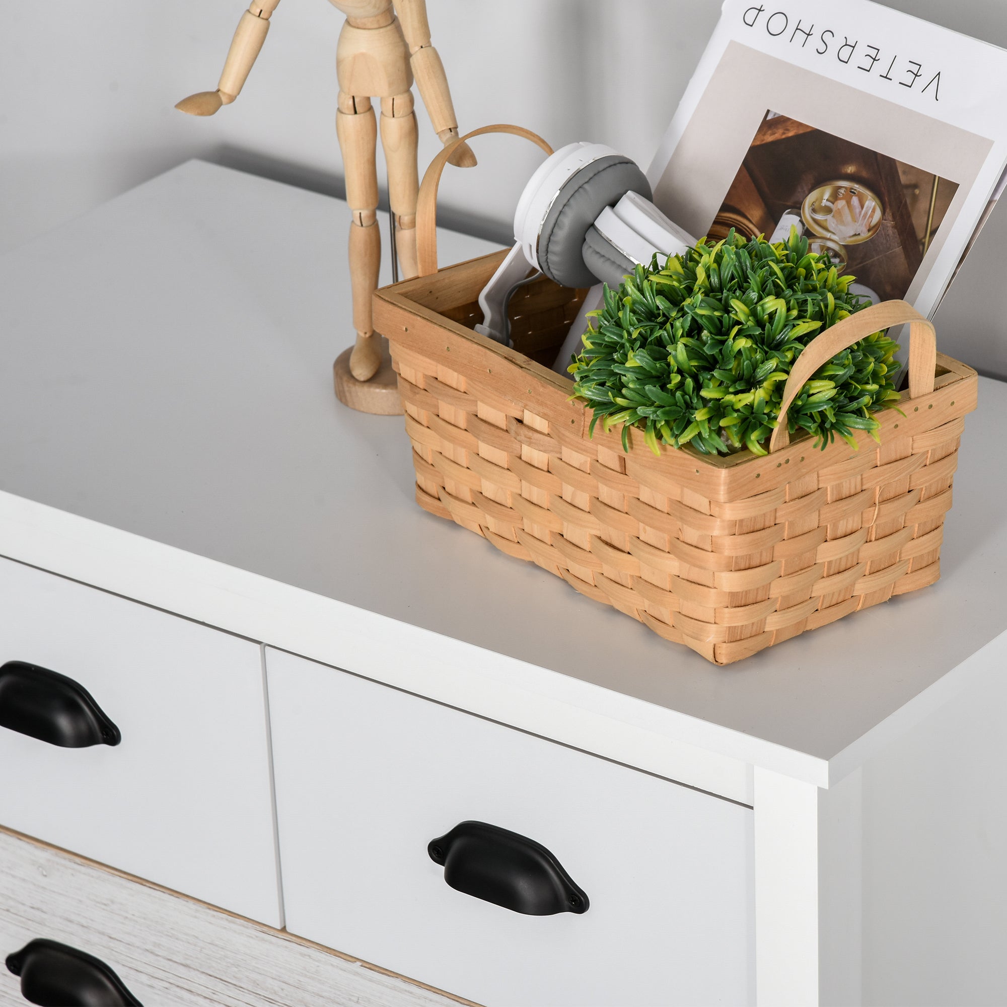 5-Drawer Chest Modern Bedroom Chest of Drawers with Anti-Tip Design Hallway Chest of Drawers 70x38x85 cm White