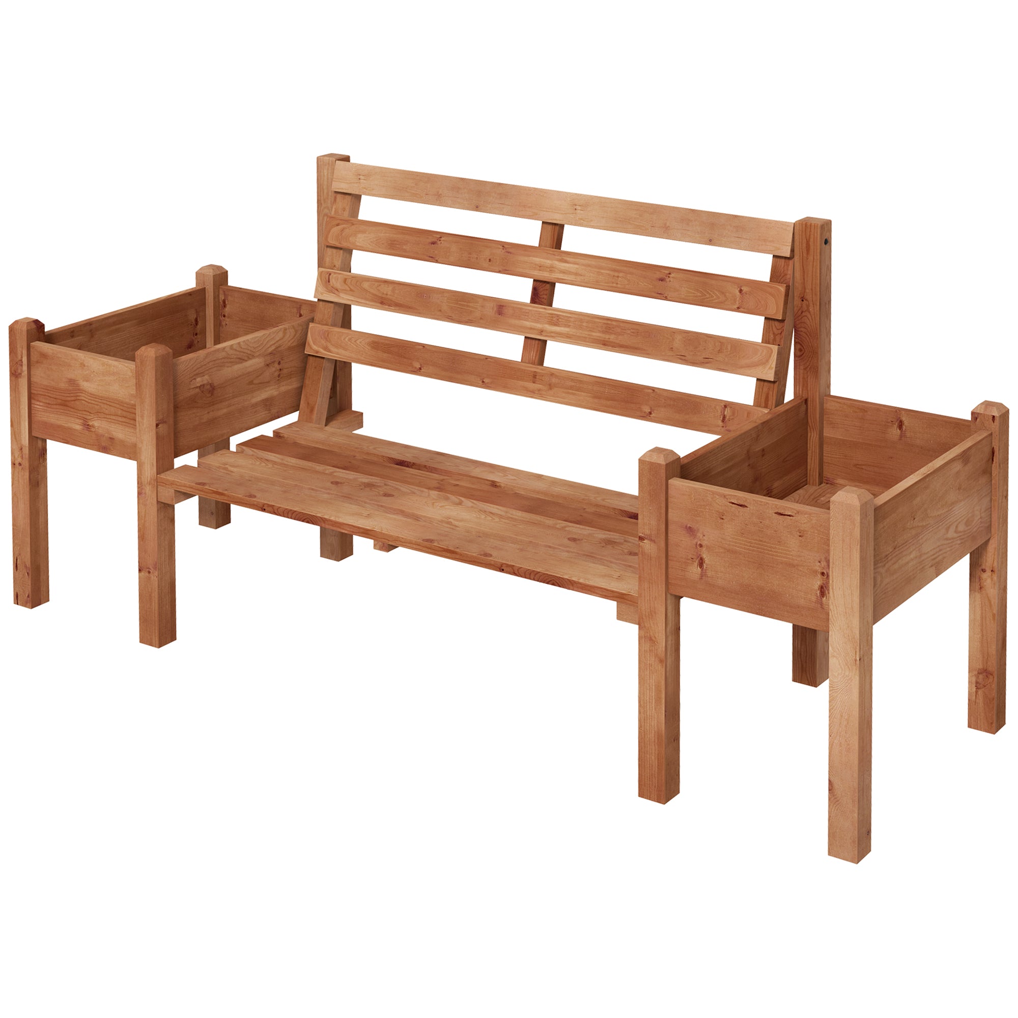 Garden Bench, 2-Seater, Wooden Bench with Flower Box, for Garden, Terrace, Weight Capacity up to 240 kg, 184 x 59 x 95 cm, Dark Brown
