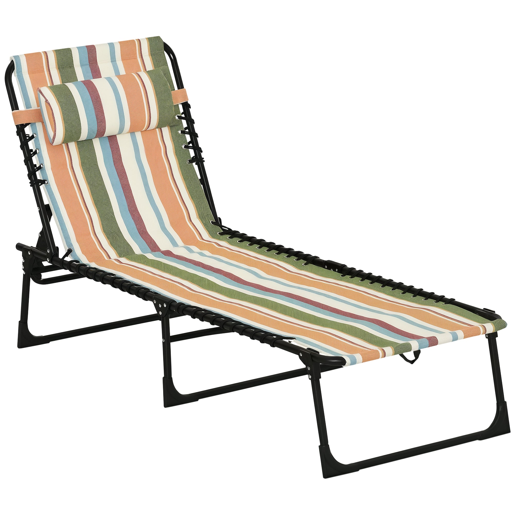 Folding Sun Lounger Garden Lounger, Recliner with 4-Level Adjustable Backrest, Weather-Resistant Camping Lounger up to 120 kg load capacity, for Garden Beach Pool, Multicolor