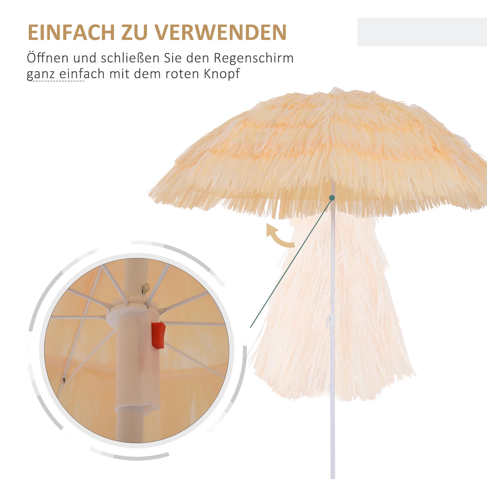 Sun Umbrella Beach Ø160cm Windproof Stable Beach Umbrella Height Adjustable and Tiltable UV Protection Stormproof Balcony Umbrella Folding Garden Umbrella for Travel, Beach, Balcony Beige