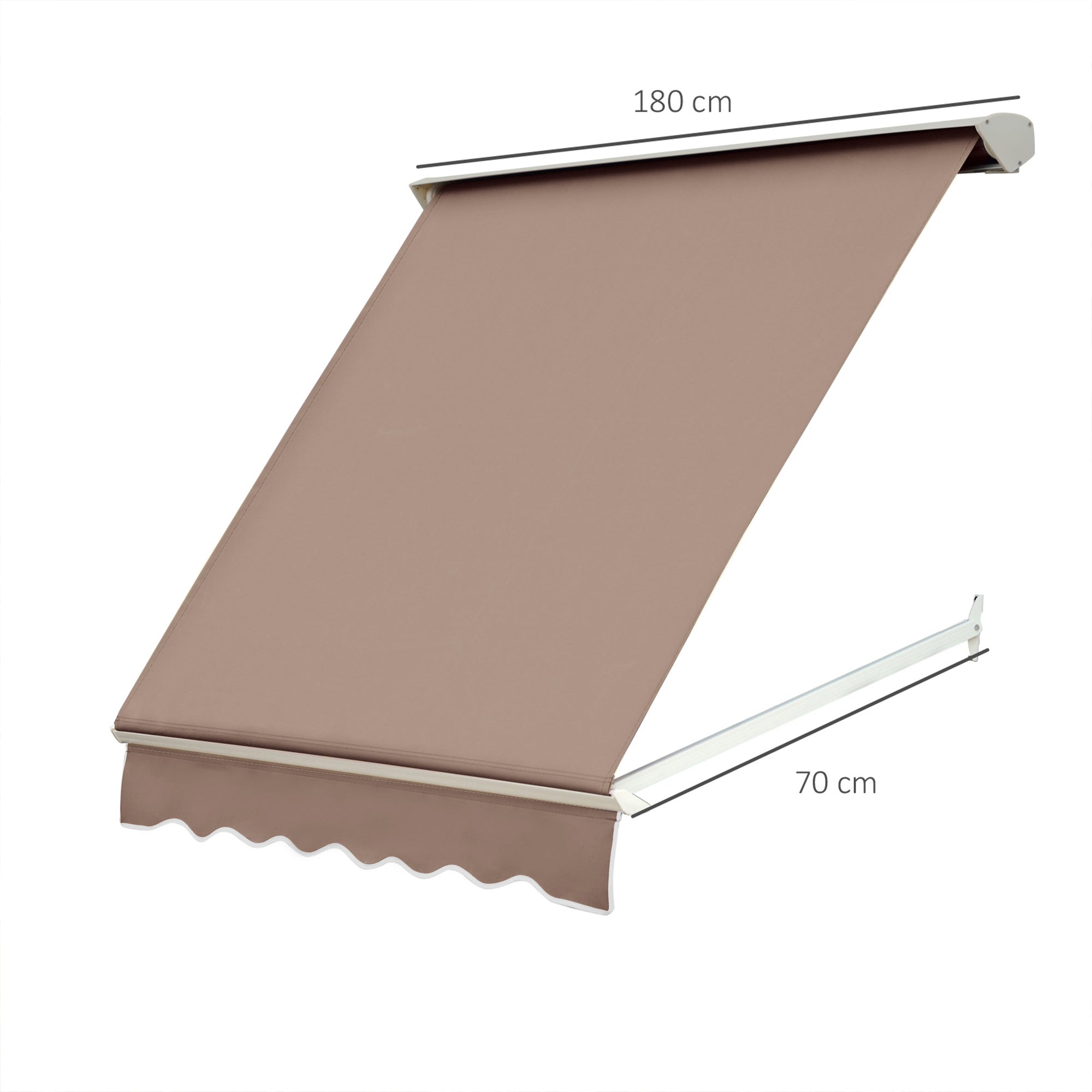 Manual Awning Adjustable Tilt Aluminum Waterproof Polyester 70L x 180W cm Light Taupe